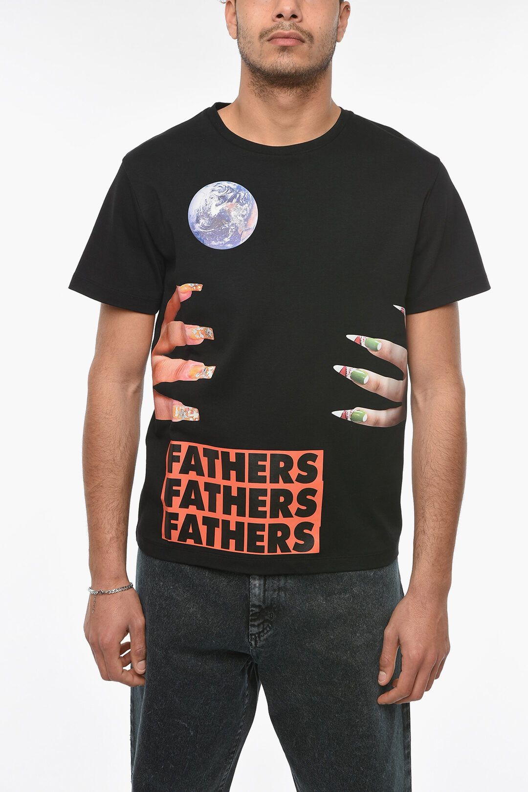 image of Raf Simons Sterling Ruby Archive Graphic Nails T-Shirt in Black, Men's (Size Large)
