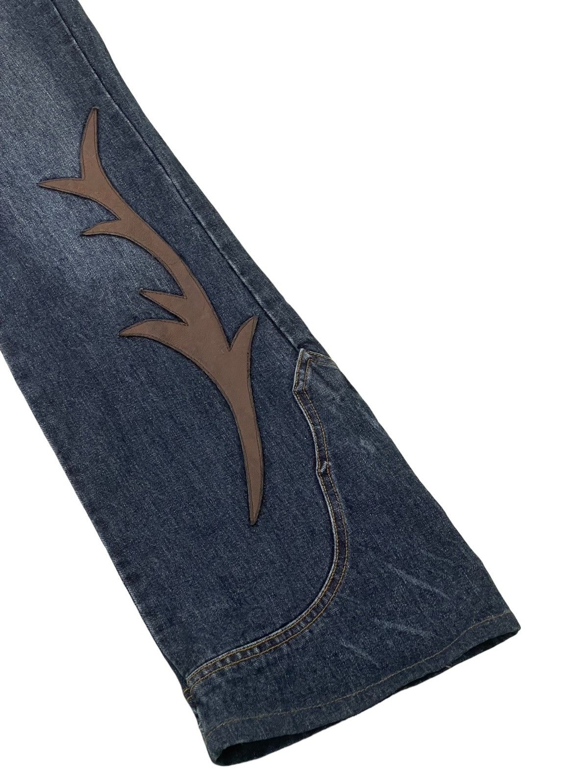 Japanese Brand Flare Jeans Custom Culture Gothic Leather Art Boot Cut 5🟦1 Size US 31 - 4 Thumbnail