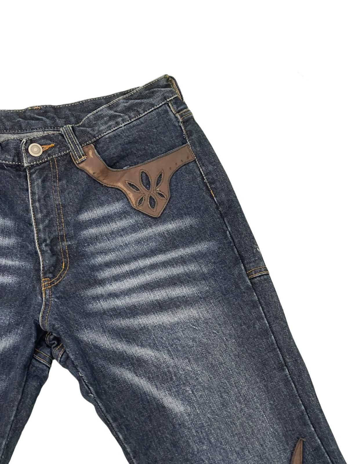 Japanese Brand Flare Jeans Custom Culture Gothic Leather Art Boot Cut 5🟦1 Size US 31 - 10 Thumbnail