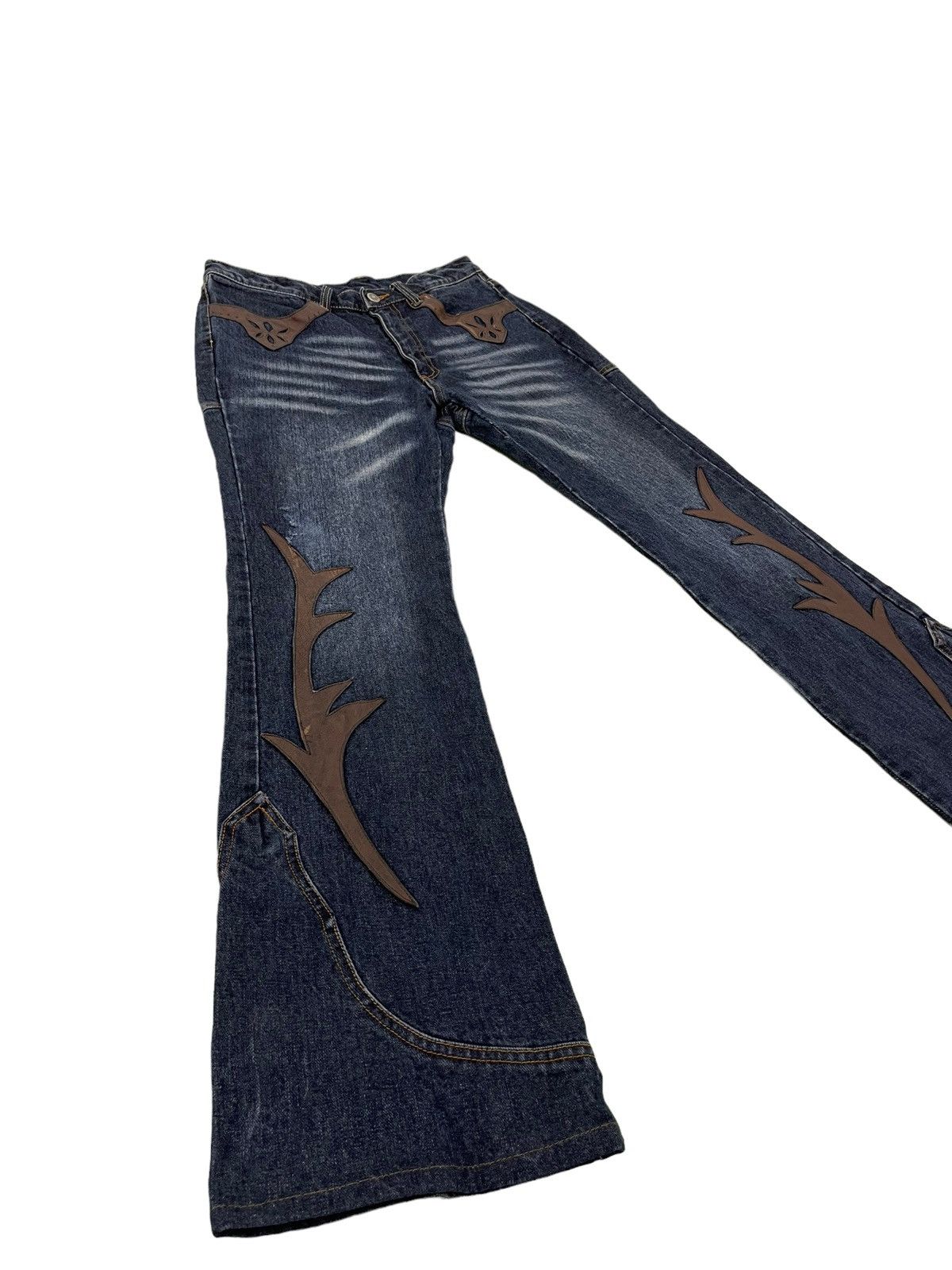 Japanese Brand Flare Jeans Custom Culture Gothic Leather Art Boot Cut 5🟦1 Size US 31 - 1 Thumbnail
