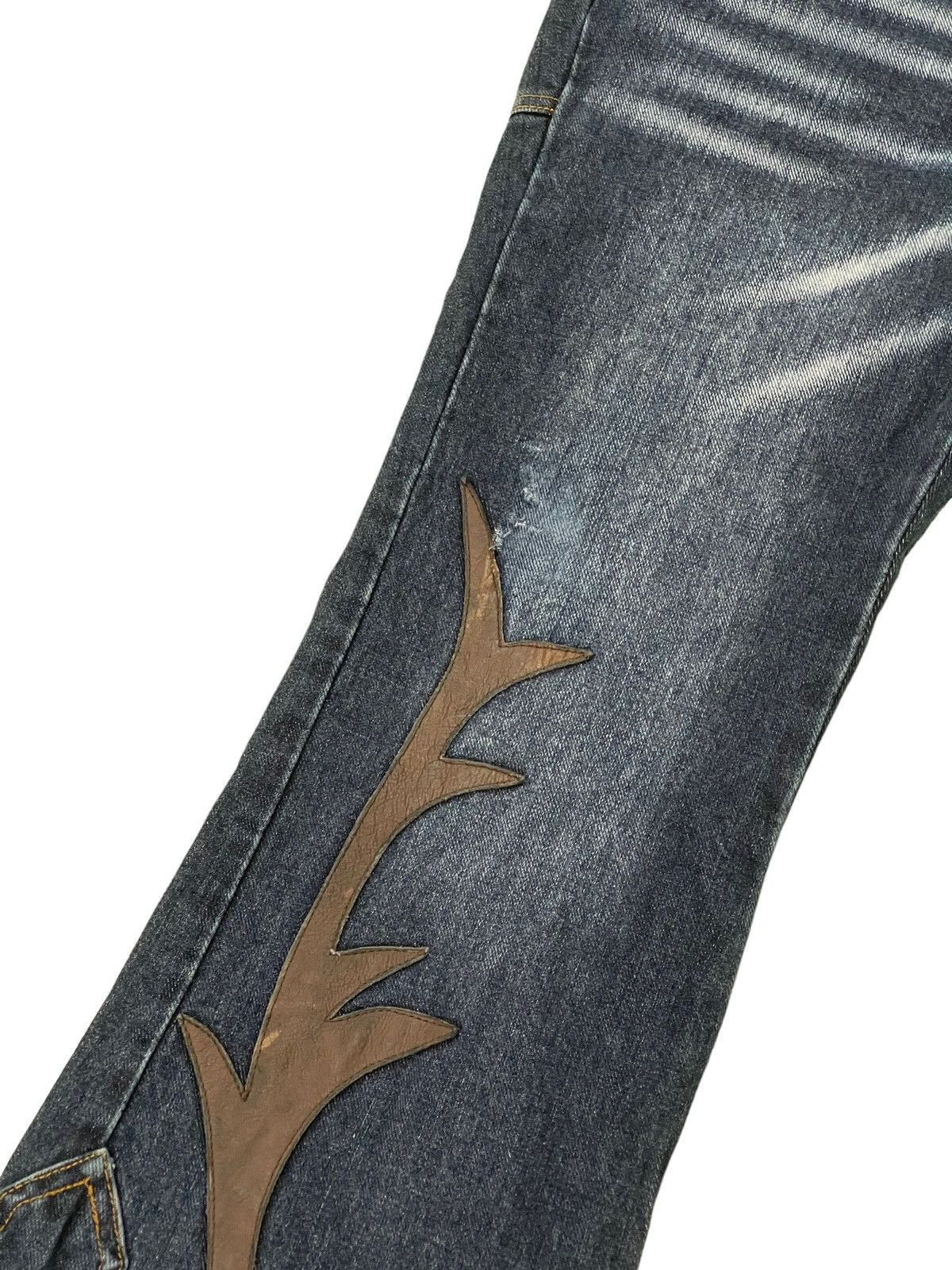 Japanese Brand Flare Jeans Custom Culture Gothic Leather Art Boot Cut 5🟦1 Size US 31 - 6 Thumbnail