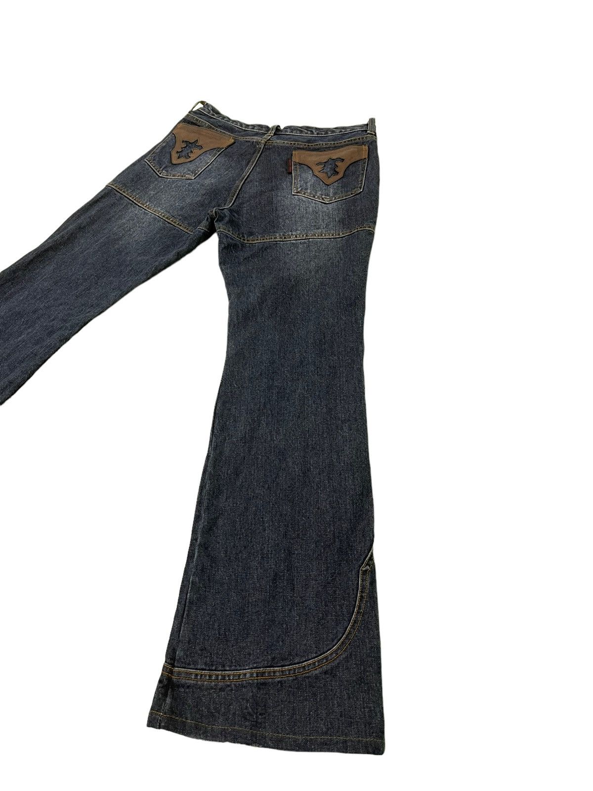 Japanese Brand Flare Jeans Custom Culture Gothic Leather Art Boot Cut 5🟦1 Size US 31 - 15 Thumbnail