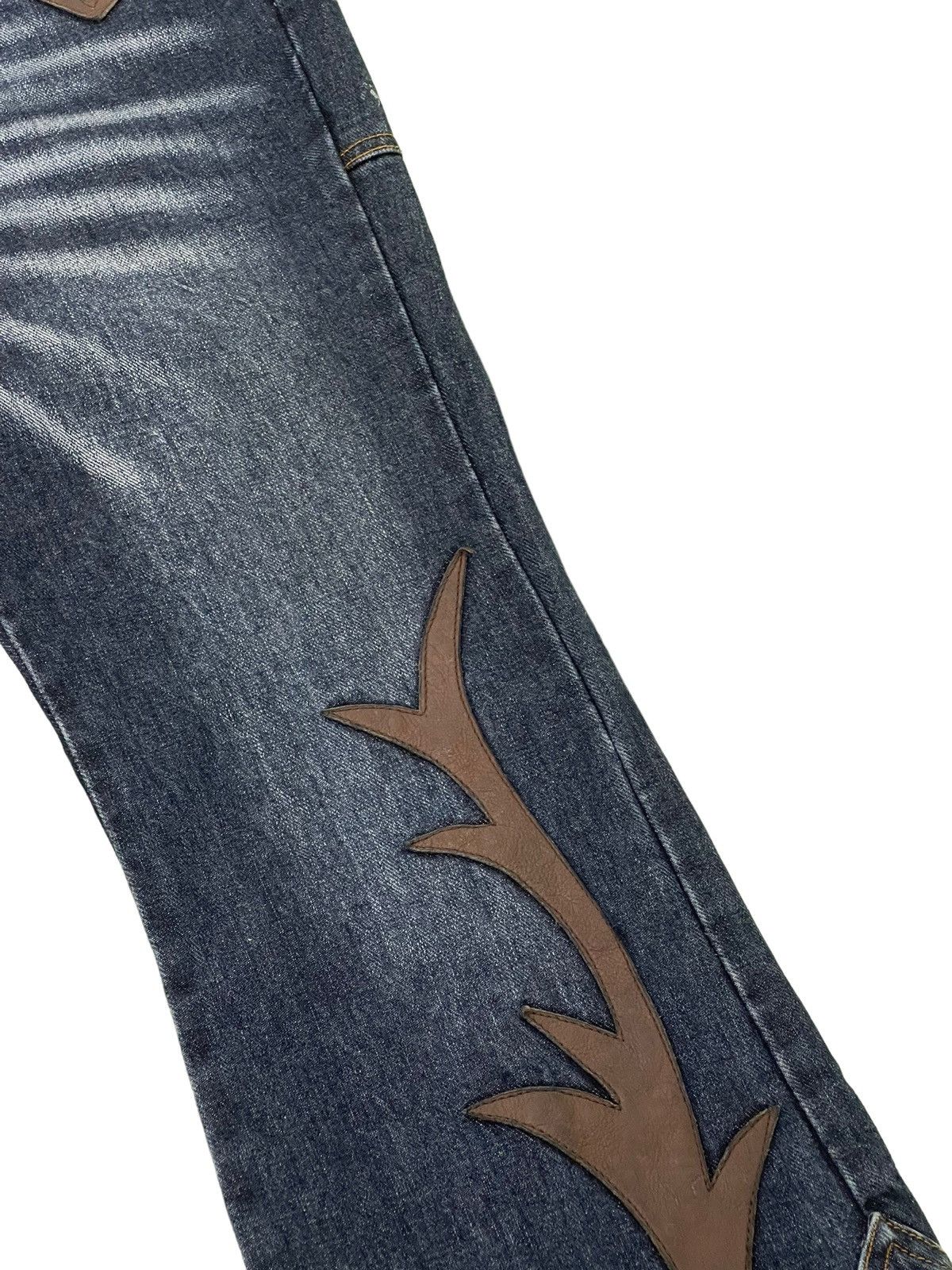 Japanese Brand Flare Jeans Custom Culture Gothic Leather Art Boot Cut 5🟦1 Size US 31 - 7 Thumbnail