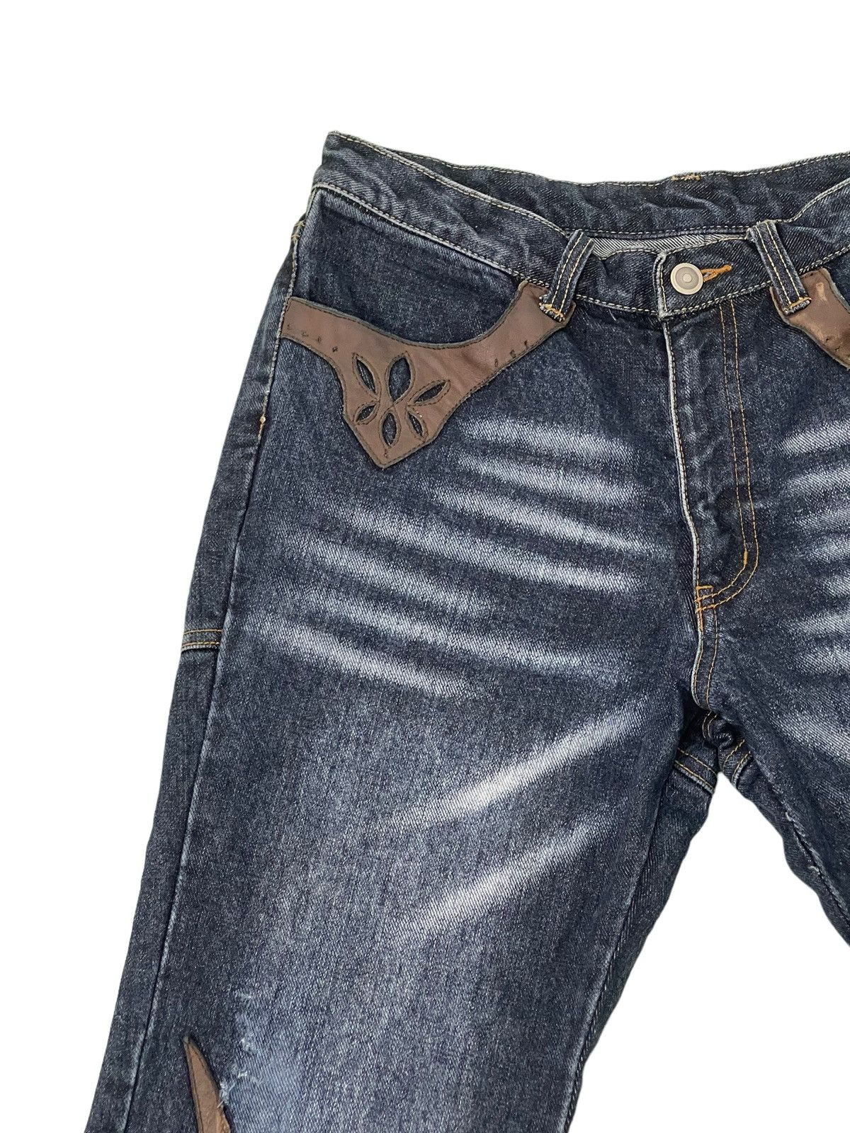 Japanese Brand Flare Jeans Custom Culture Gothic Leather Art Boot Cut 5🟦1 Size US 31 - 9 Thumbnail