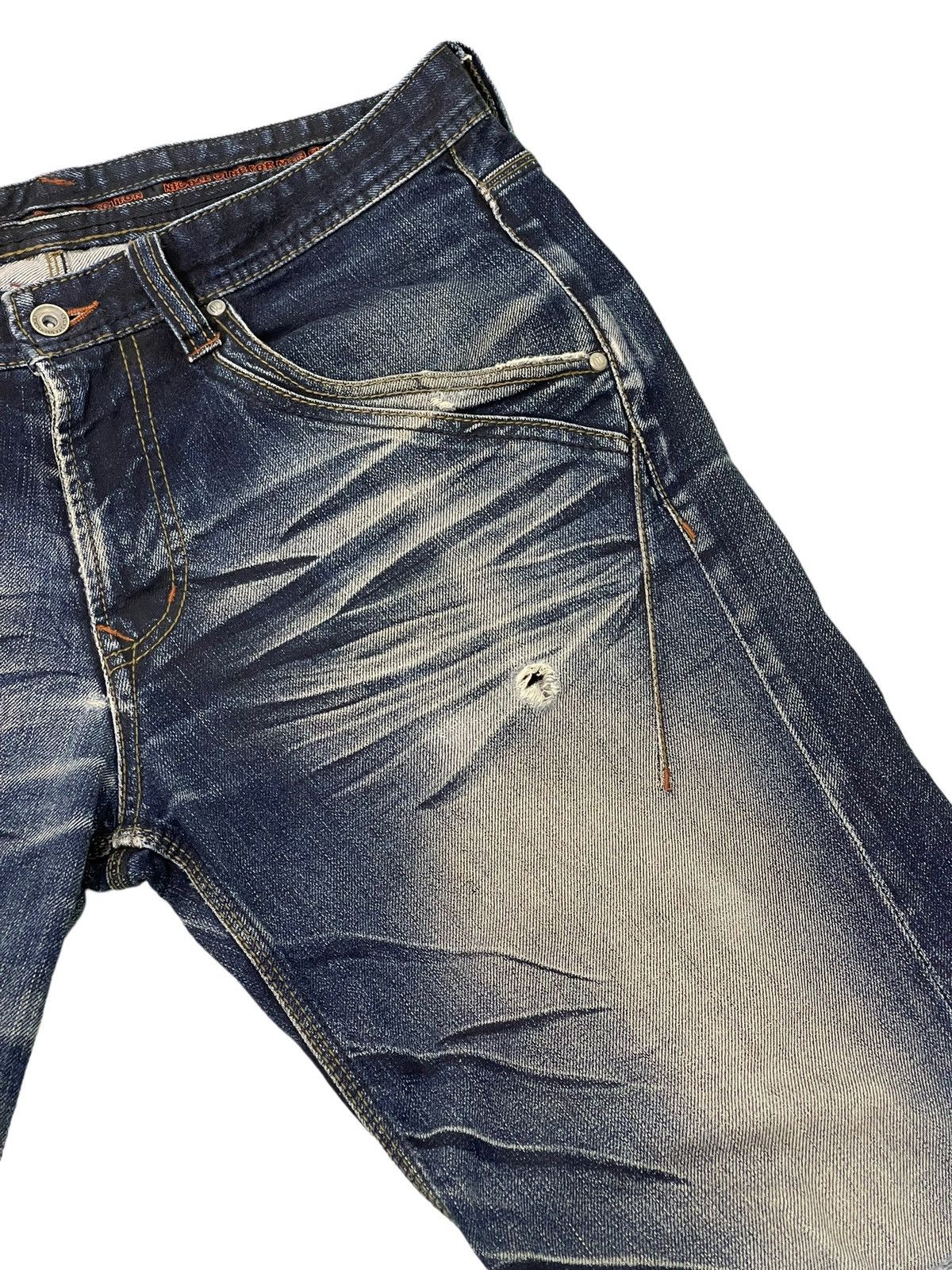 Japanese Brand Flare Jeans Nicole Club Distress Denim Acid Wash Stretch 5🟦 Size US 35 - 9 Thumbnail