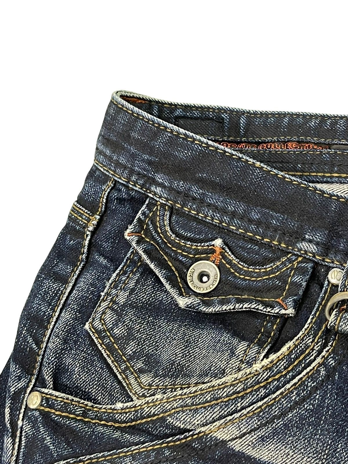 Japanese Brand Flare Jeans Nicole Club Distress Denim Acid Wash Stretch 5🟦 Size US 35 - 10 Thumbnail