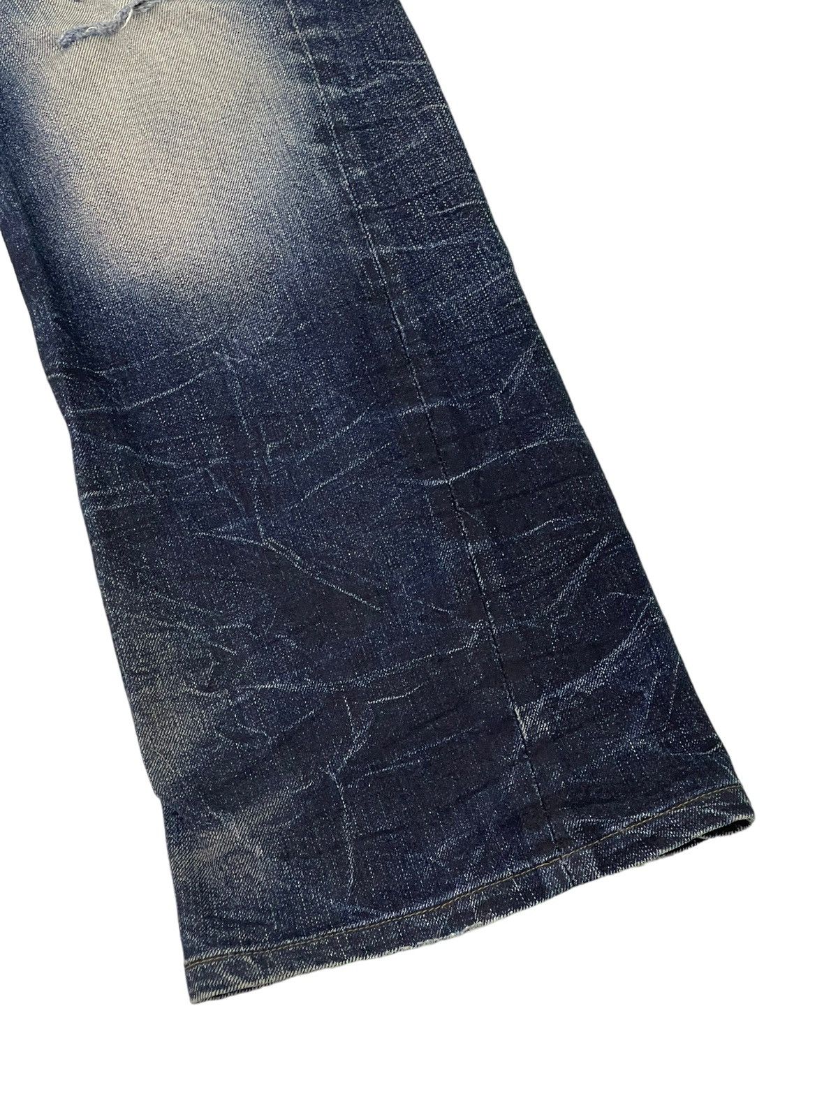 Japanese Brand Flare Jeans Nicole Club Distress Denim Acid Wash Stretch 5🟦 Size US 35 - 4 Thumbnail