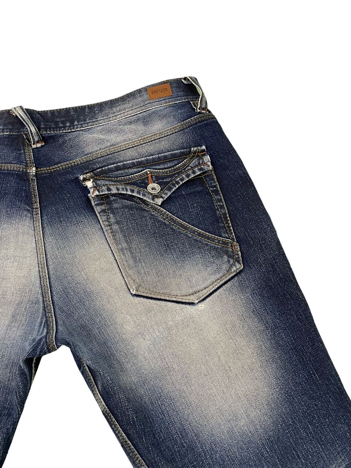Japanese Brand Flare Jeans Nicole Club Distress Denim Acid Wash Stretch 5🟦 Size US 35 - 20 Thumbnail