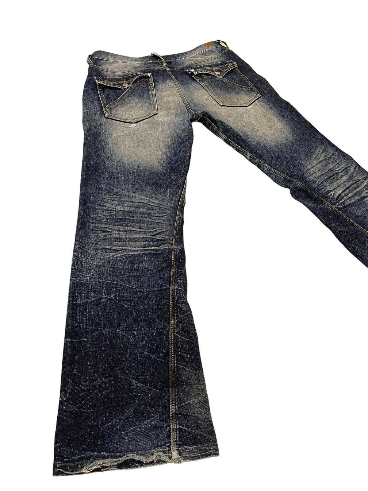 Japanese Brand Flare Jeans Nicole Club Distress Denim Acid Wash Stretch 5🟦 Size US 35 - 13 Thumbnail