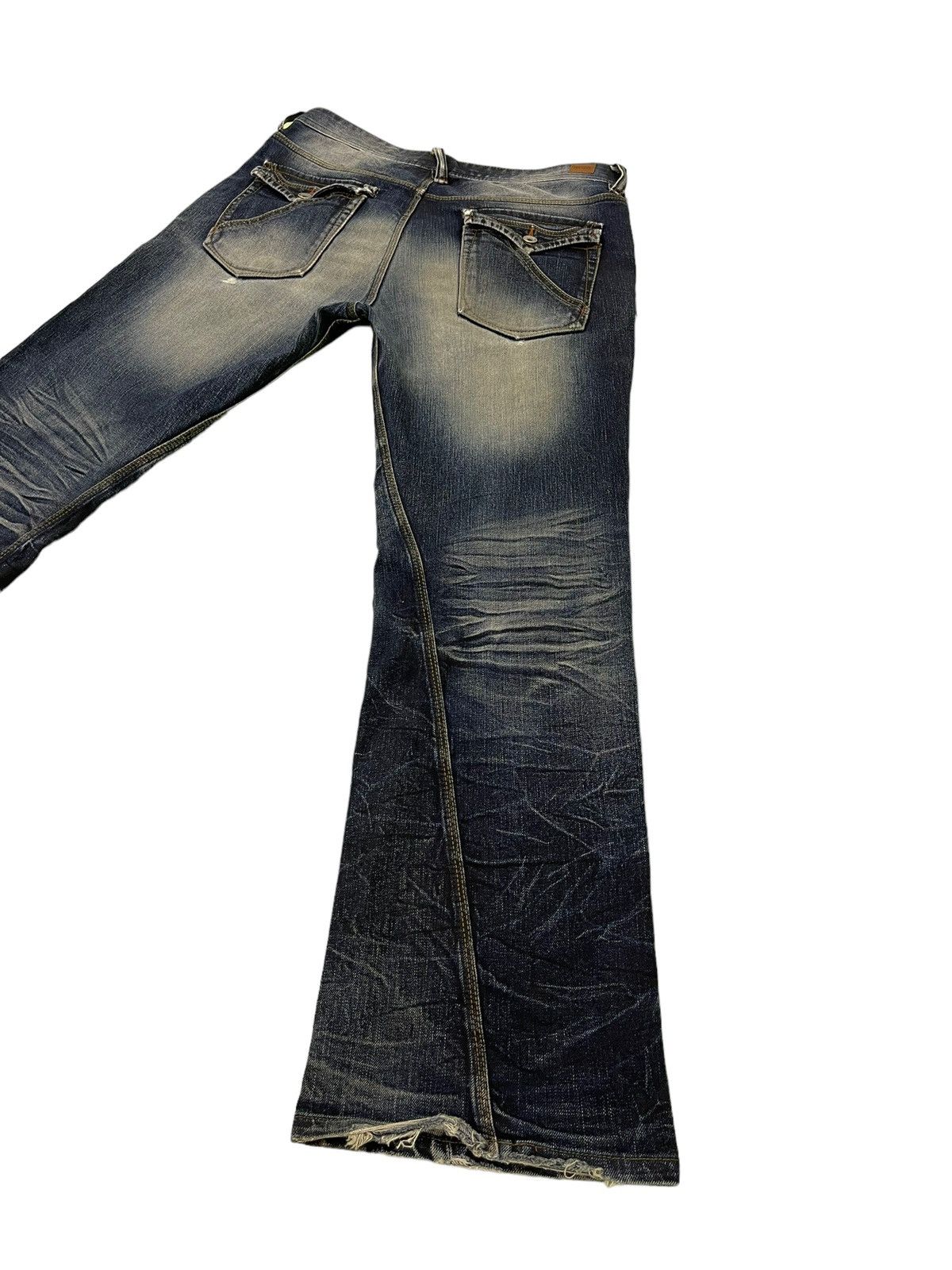 Japanese Brand Flare Jeans Nicole Club Distress Denim Acid Wash Stretch 5🟦 Size US 35 - 14 Thumbnail