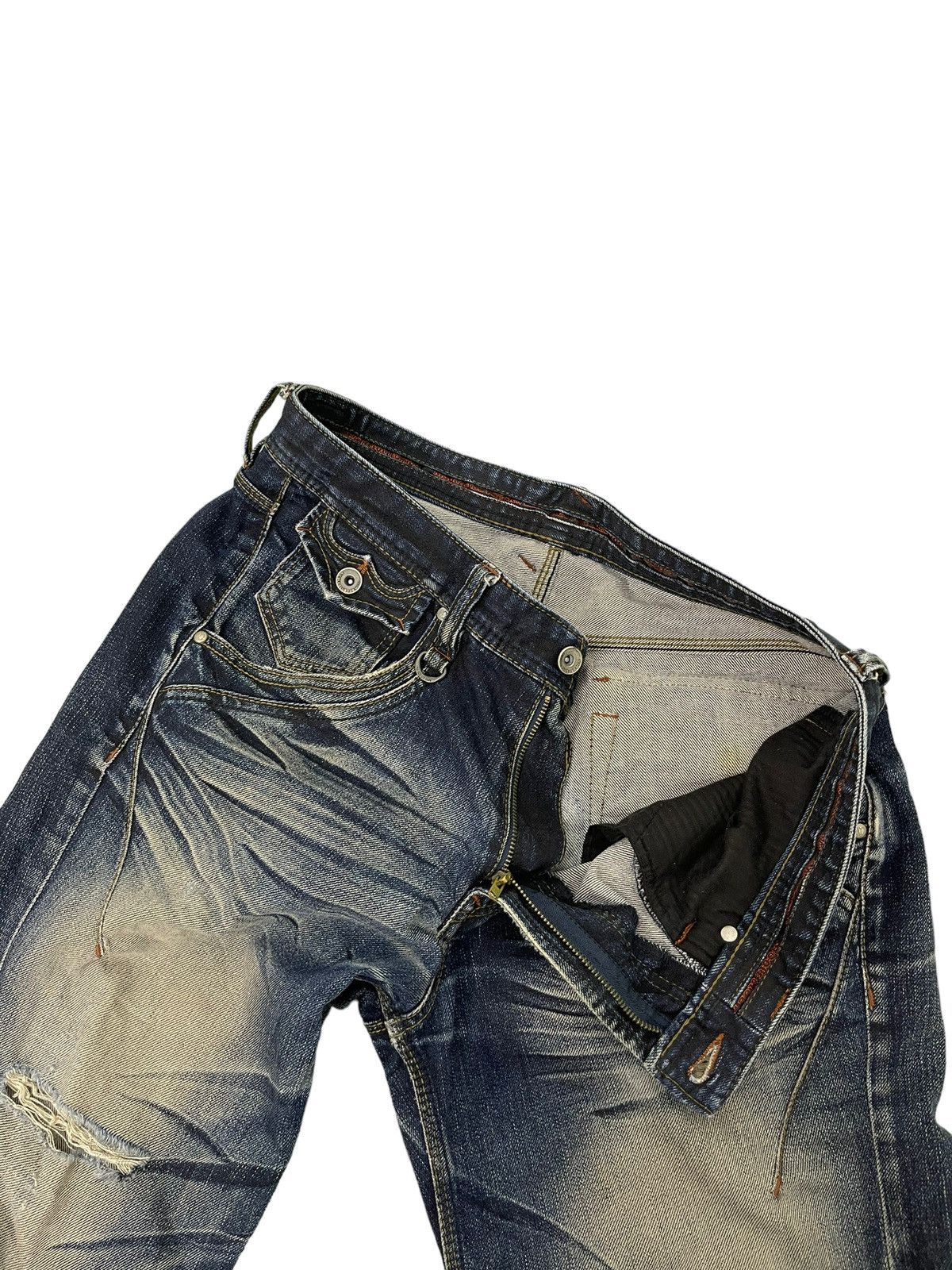 Japanese Brand Flare Jeans Nicole Club Distress Denim Acid Wash Stretch 5🟦 Size US 35 - 11 Thumbnail