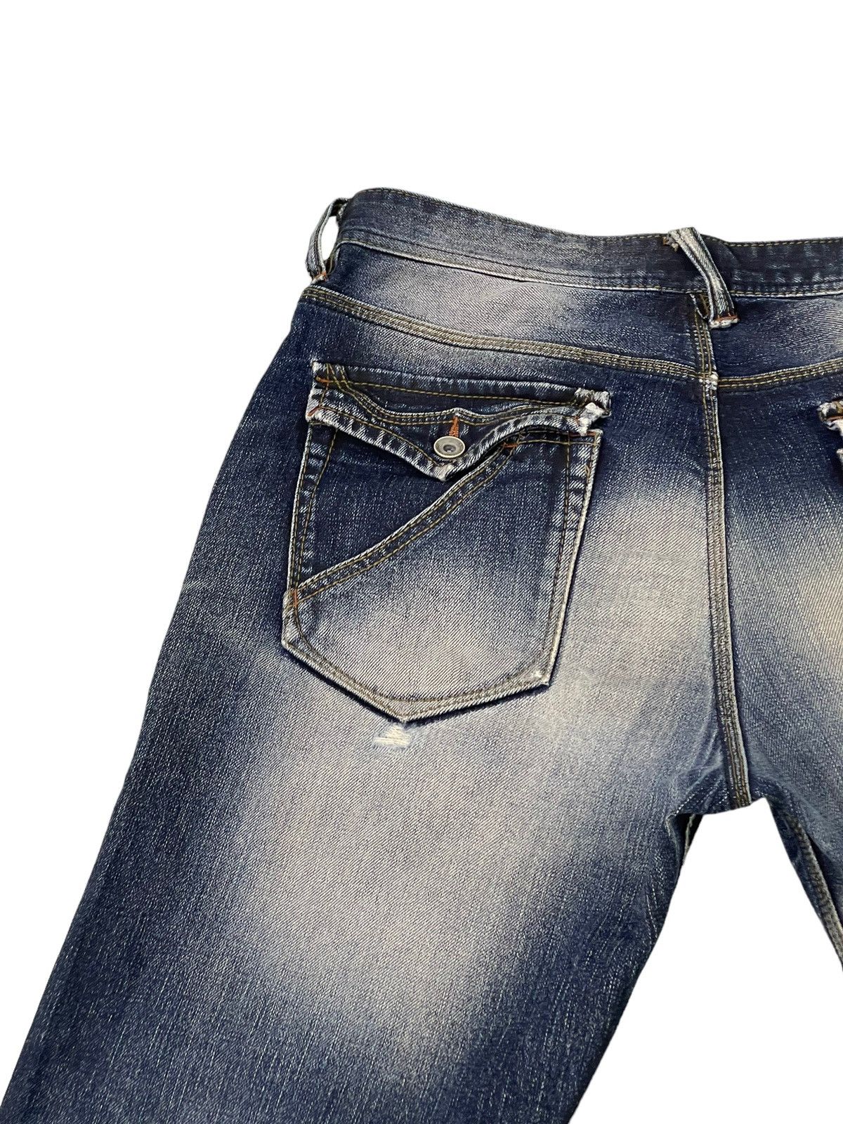 Japanese Brand Flare Jeans Nicole Club Distress Denim Acid Wash Stretch 5🟦 Size US 35 - 19 Thumbnail