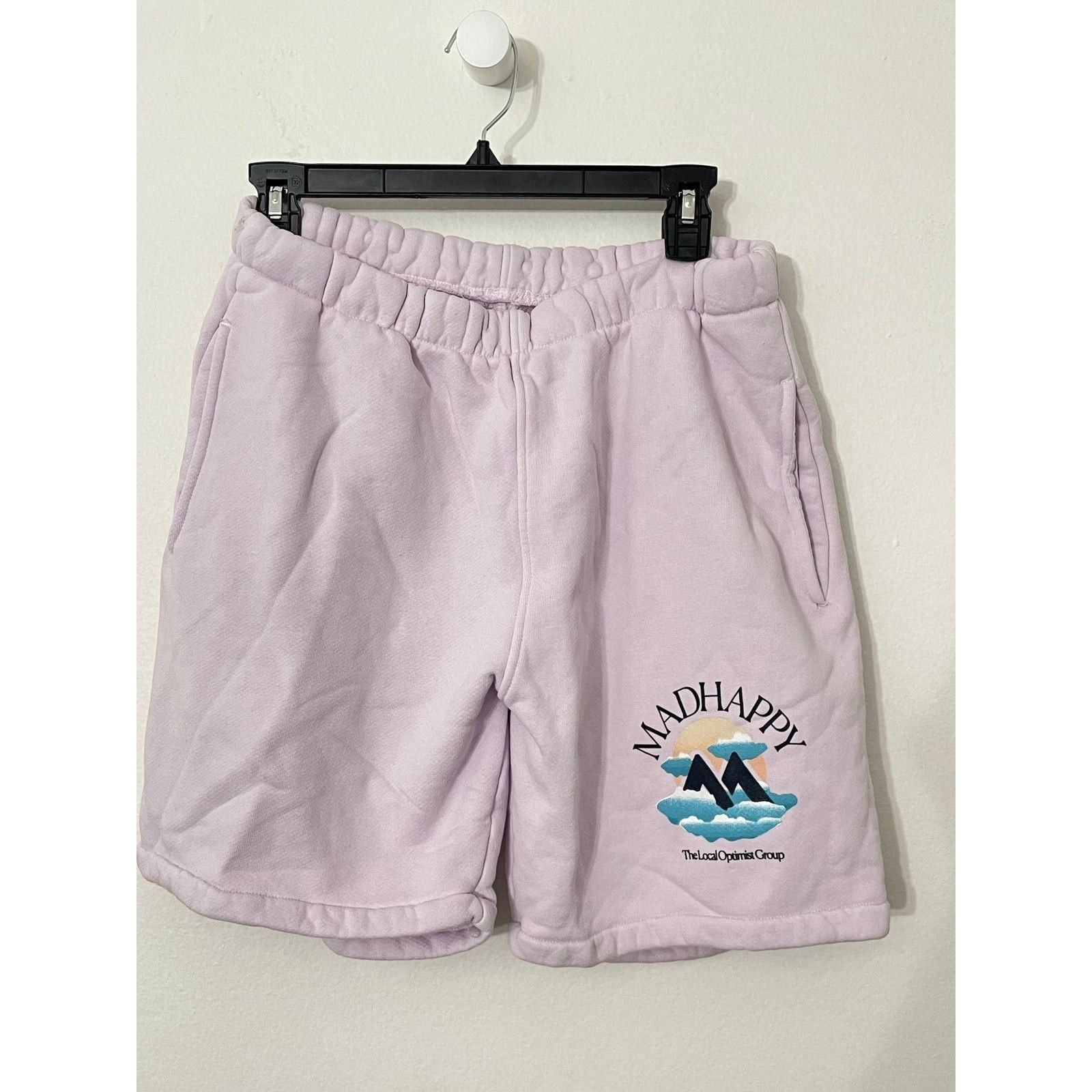 NEW MADHAPPY THE LOCAL OPTIMIST GROUP LAVENDER SHORTS SZ L