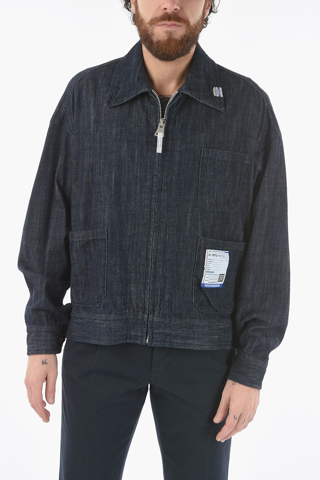 image of Miharayasuhiro Mmy Denim Jacket With Zip Closure in Blue, Men's (Size Medium)