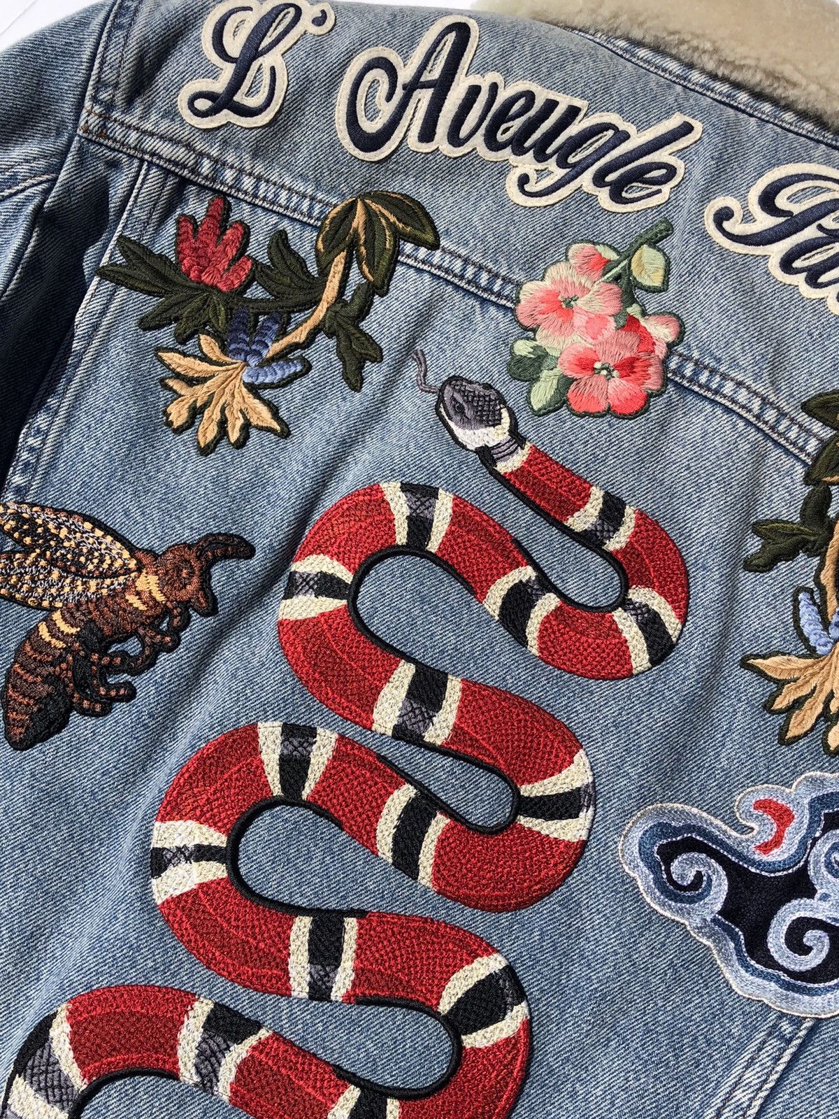 Gucci Gucci DIY Embroidered Shearling Denim Jacket 40 Size US S / EU 44-46 / 1 - 8 Thumbnail