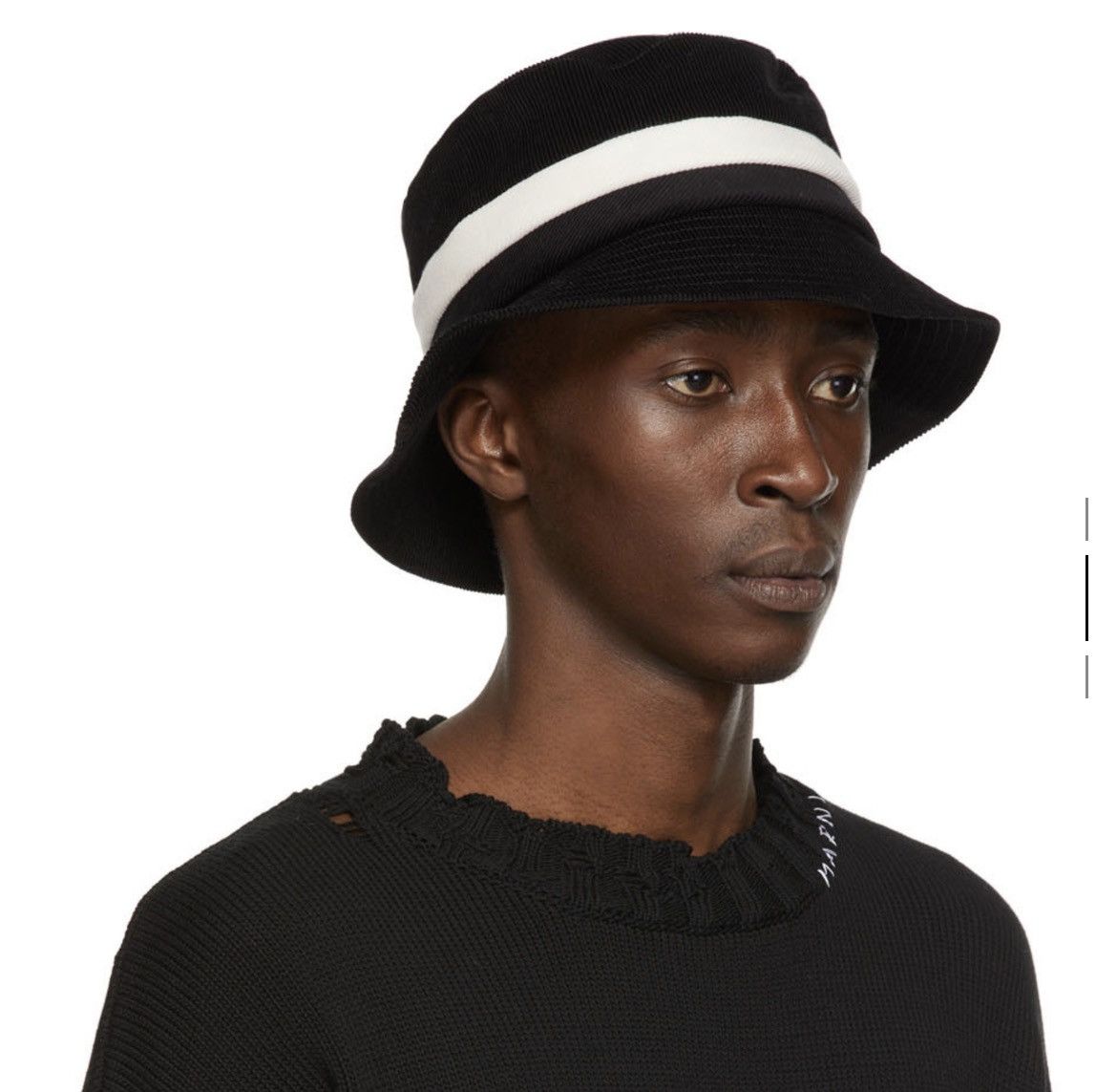 image of Marni Corduroy Bucket Hat in Black, Men's