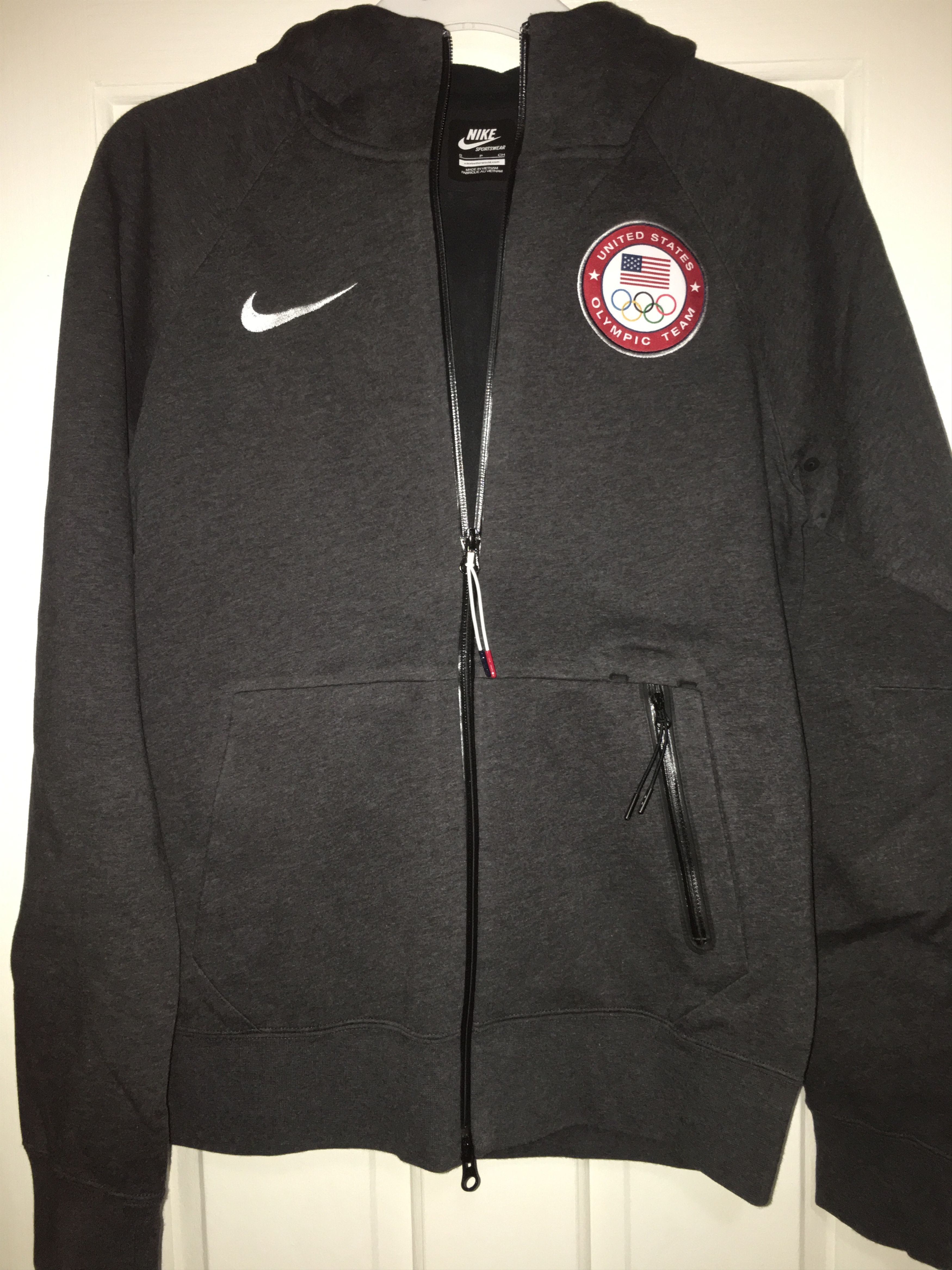 image of Nike x USA Olympics Team Usa Zipped Hoodie in Dark Grey, Men's (Size Small)