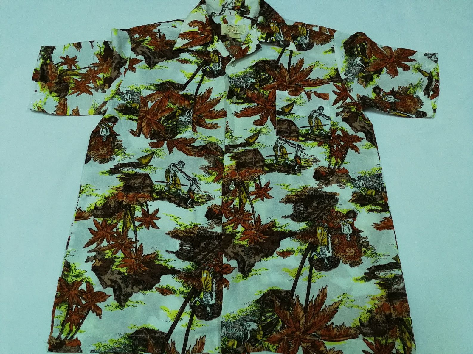 Vintage Vintage 80s Kings Men Y.M.K Hawaiian Graphic Village View Size US L / EU 52-54 / 3 - 1 Thumbnail