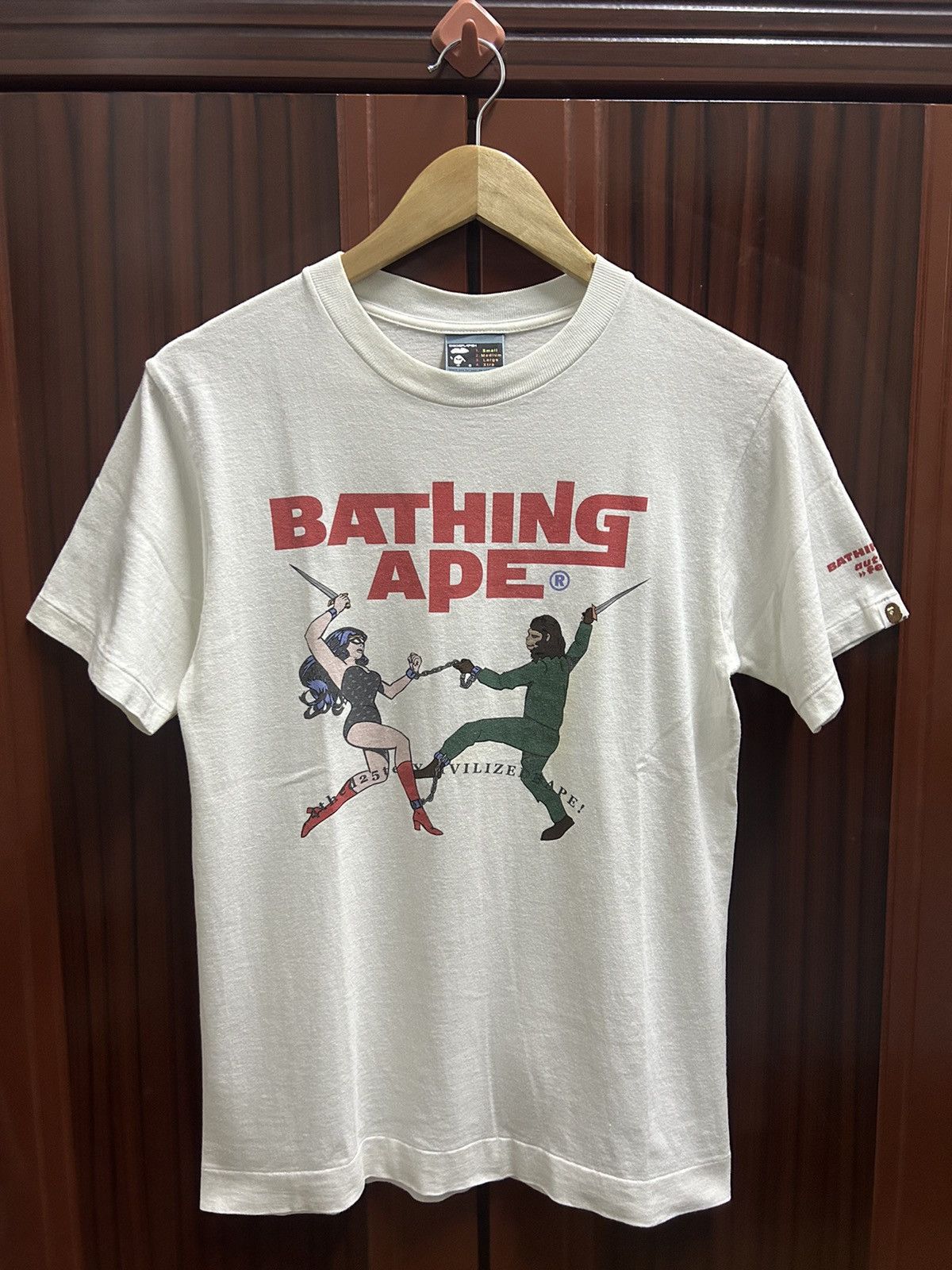 image of Bape Og Vintage Circa 2000 A Bathing Ape Wonderwoman Kung Fu in White, Men's (Size Small)