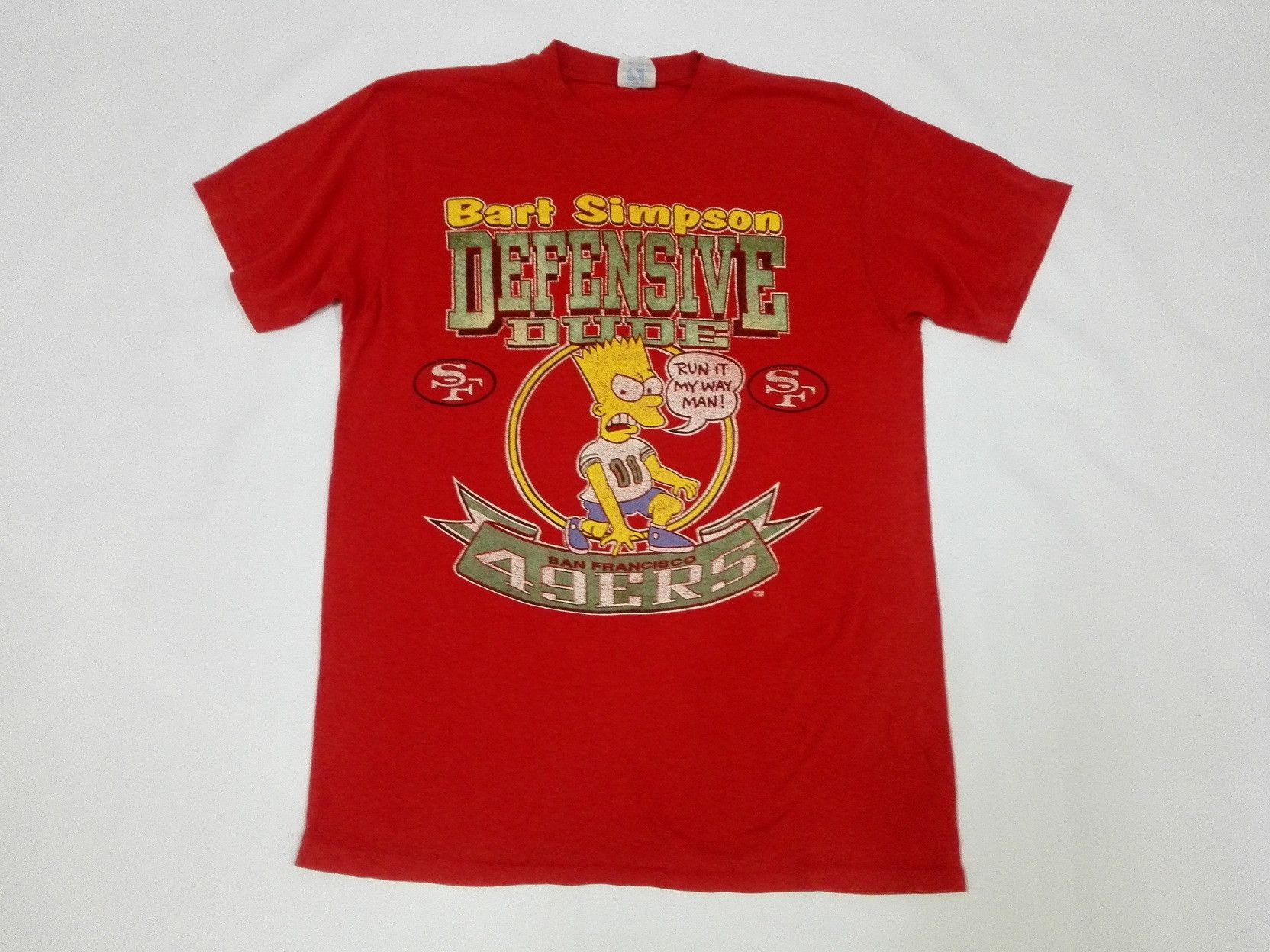 image of Vintage Usa 80's Bart Simpson San Francisco 49Ers Logo 7 in Red, Men's (Size Medium)