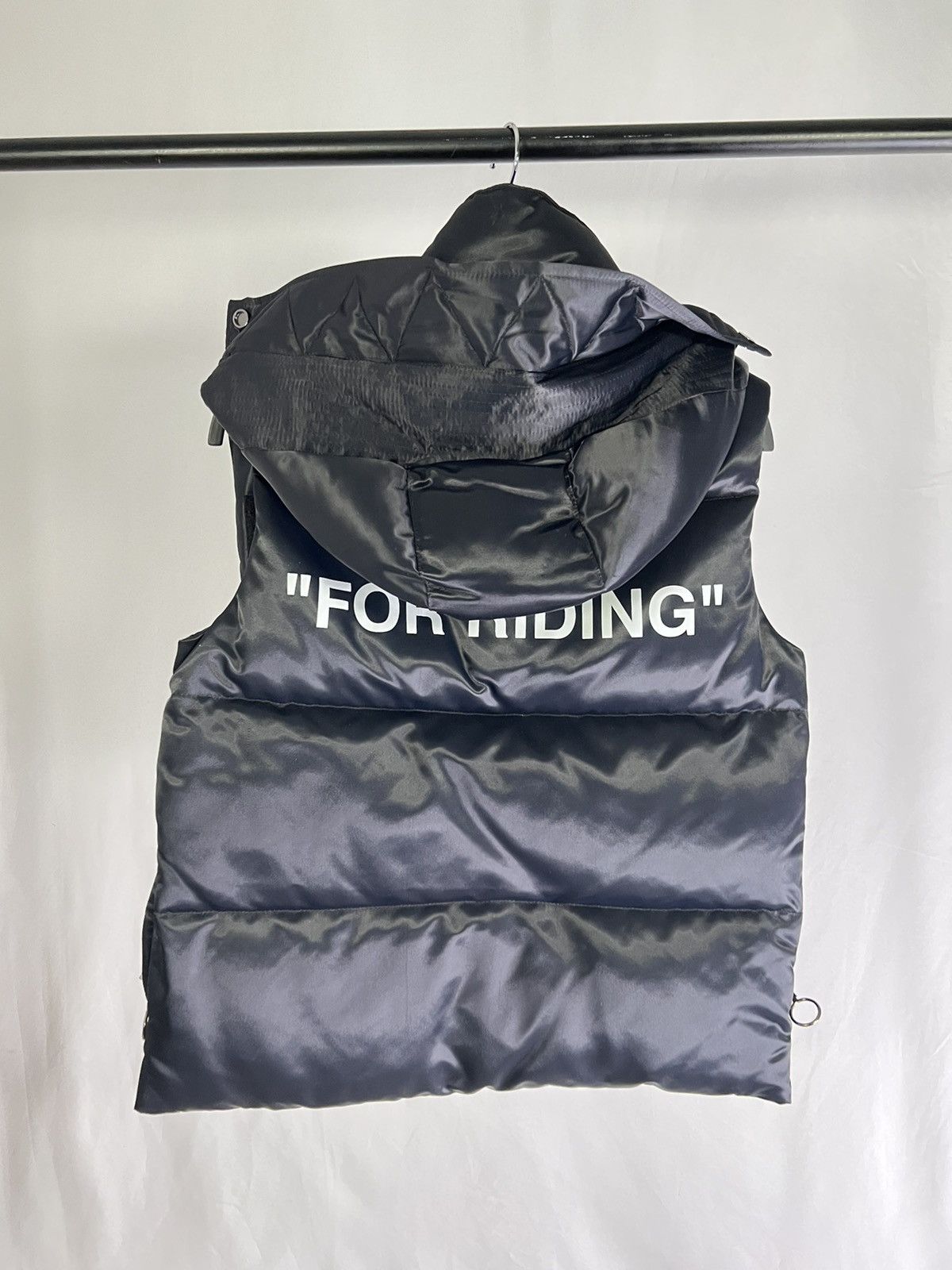 image of Off White Off-White “For Riding” Puffer Vest in Navy, Men's (Size Medium)