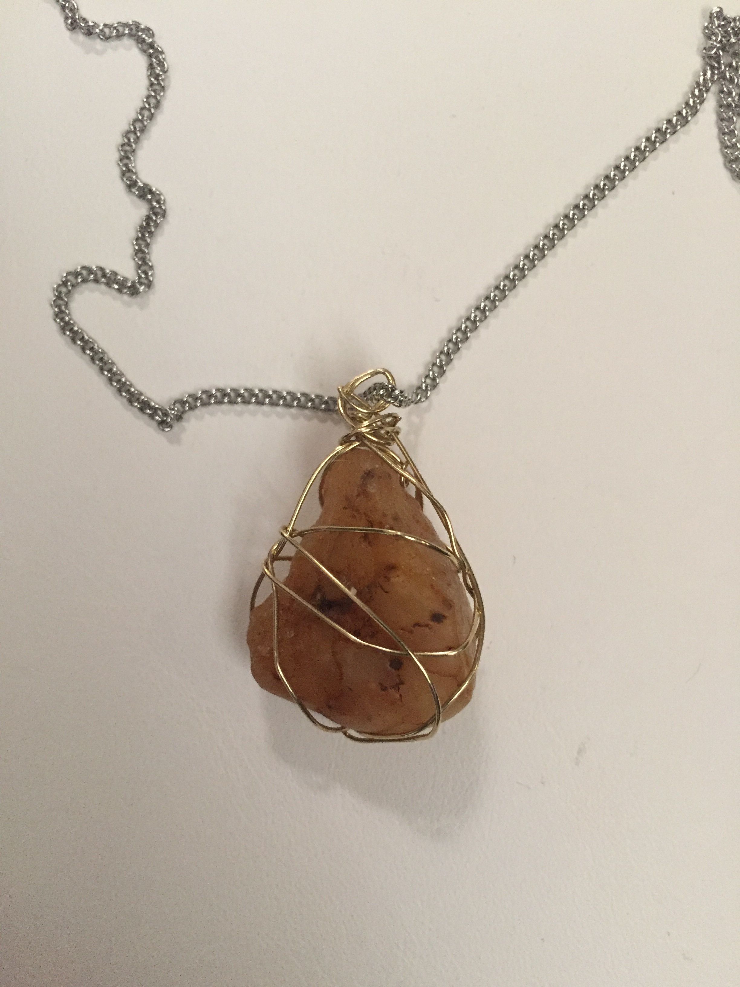 Handmade Quartz Stone Wired Stainless Steel Chain Necklace Size ONE SIZE - 3 Thumbnail