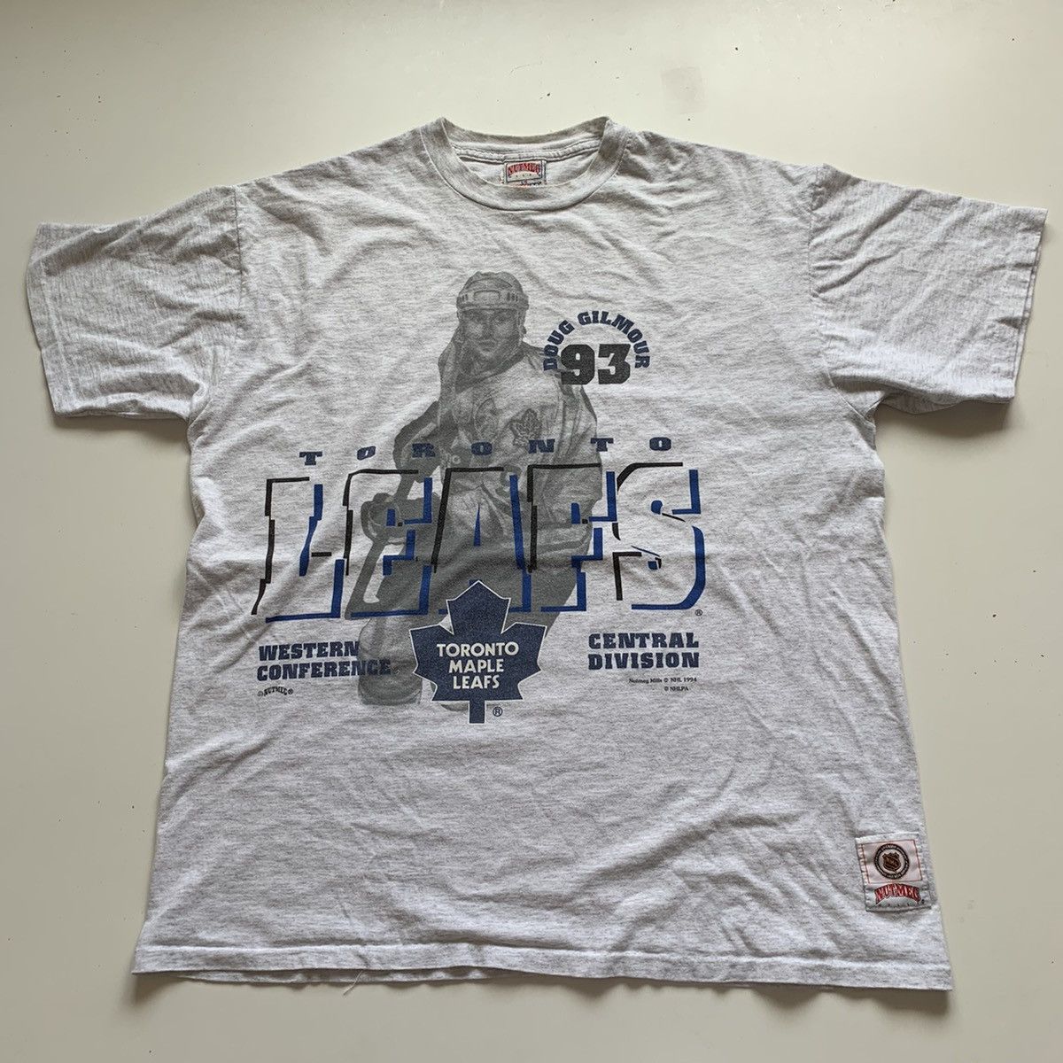 Image of 90's Toronto Maple Leafs Nhl Hockey Graphic T Shirt in Grey, Men's (Size XL)