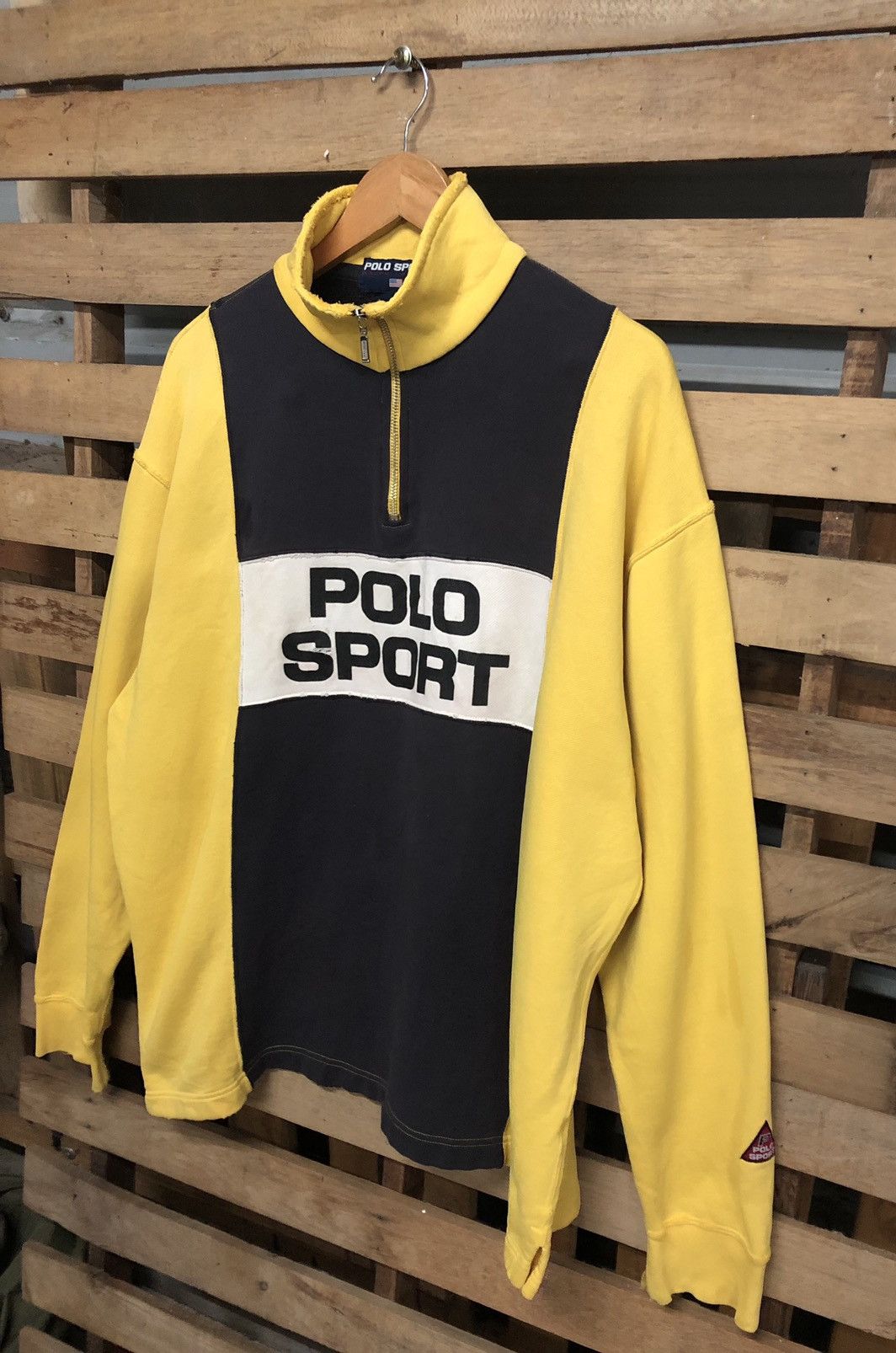 Polo Ralph Lauren Rare Vintage 90s Polo Sport Spellout Half Zipper Sweetshirt Size US L / EU 52-54 / 3 - 3 Thumbnail