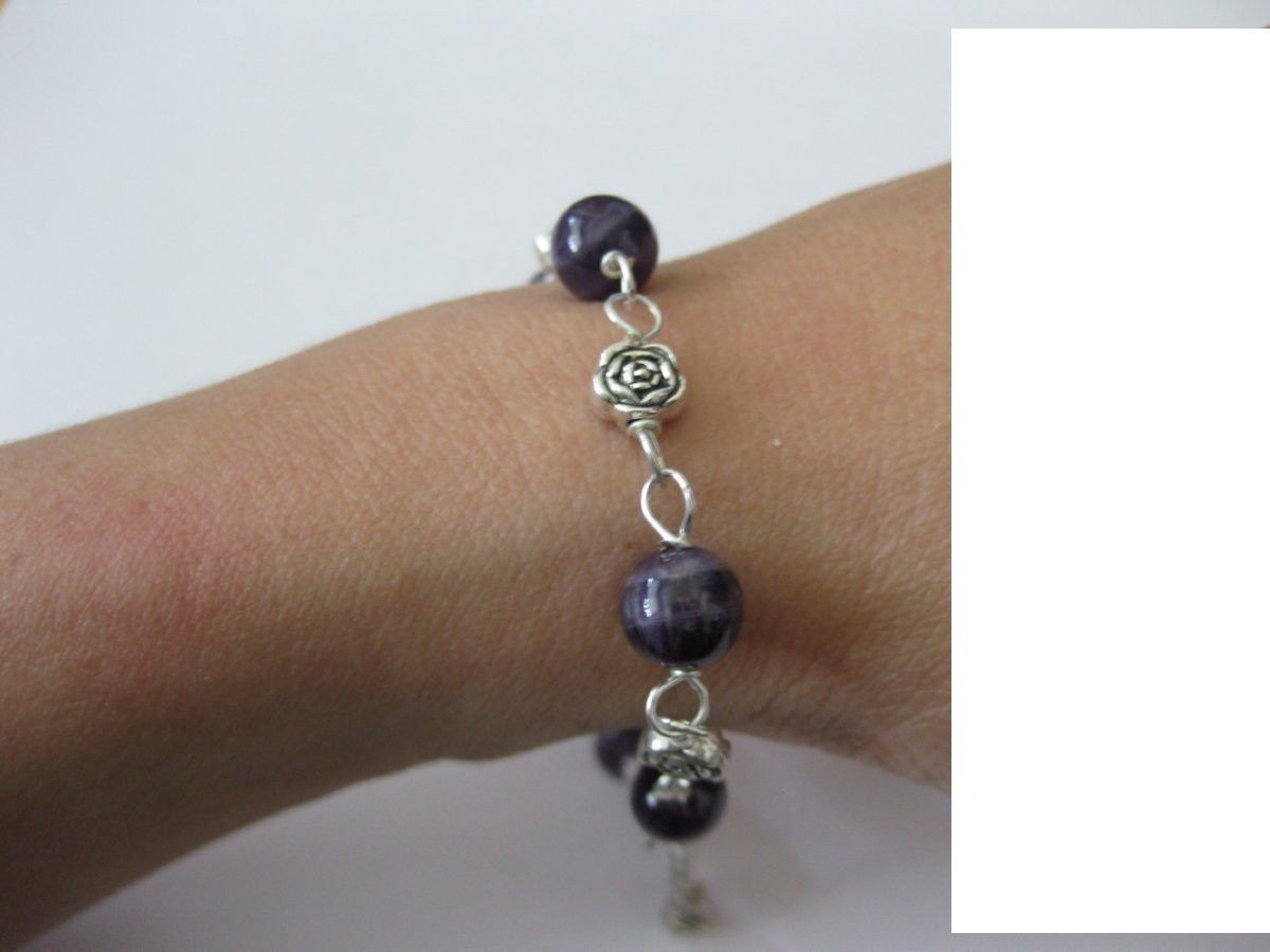 Designer Amethyst Tibetan Silver Chain bracelet Size ONE SIZE - 4 Thumbnail
