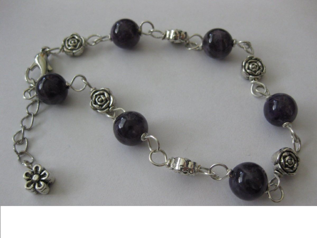 Designer Amethyst Tibetan Silver Chain bracelet Size ONE SIZE - 1 Thumbnail
