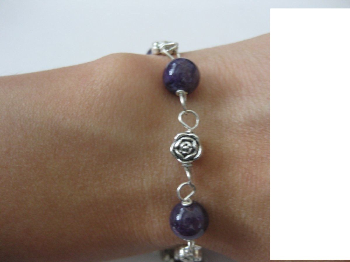 Designer Amethyst Tibetan Silver Chain bracelet Size ONE SIZE - 3 Thumbnail