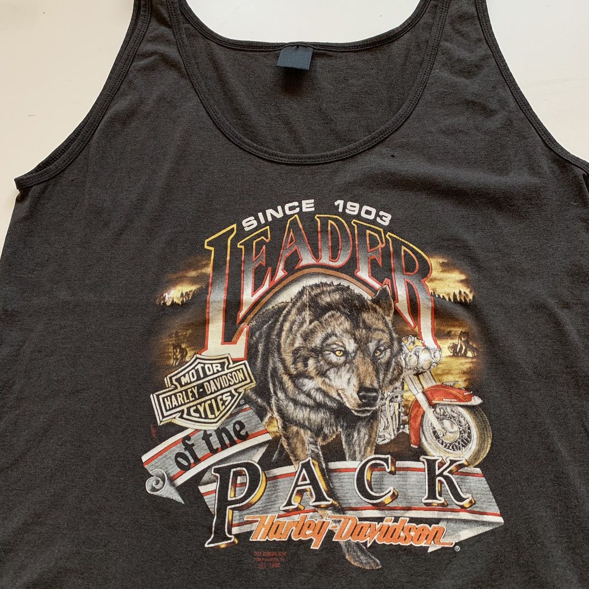 Harley Davidson × Vintage Vintage 90s Harley Davidson Wolf Graphic 3D Emblem Tank Top Size US XL / EU 56 / 4 - 2 Thumbnail