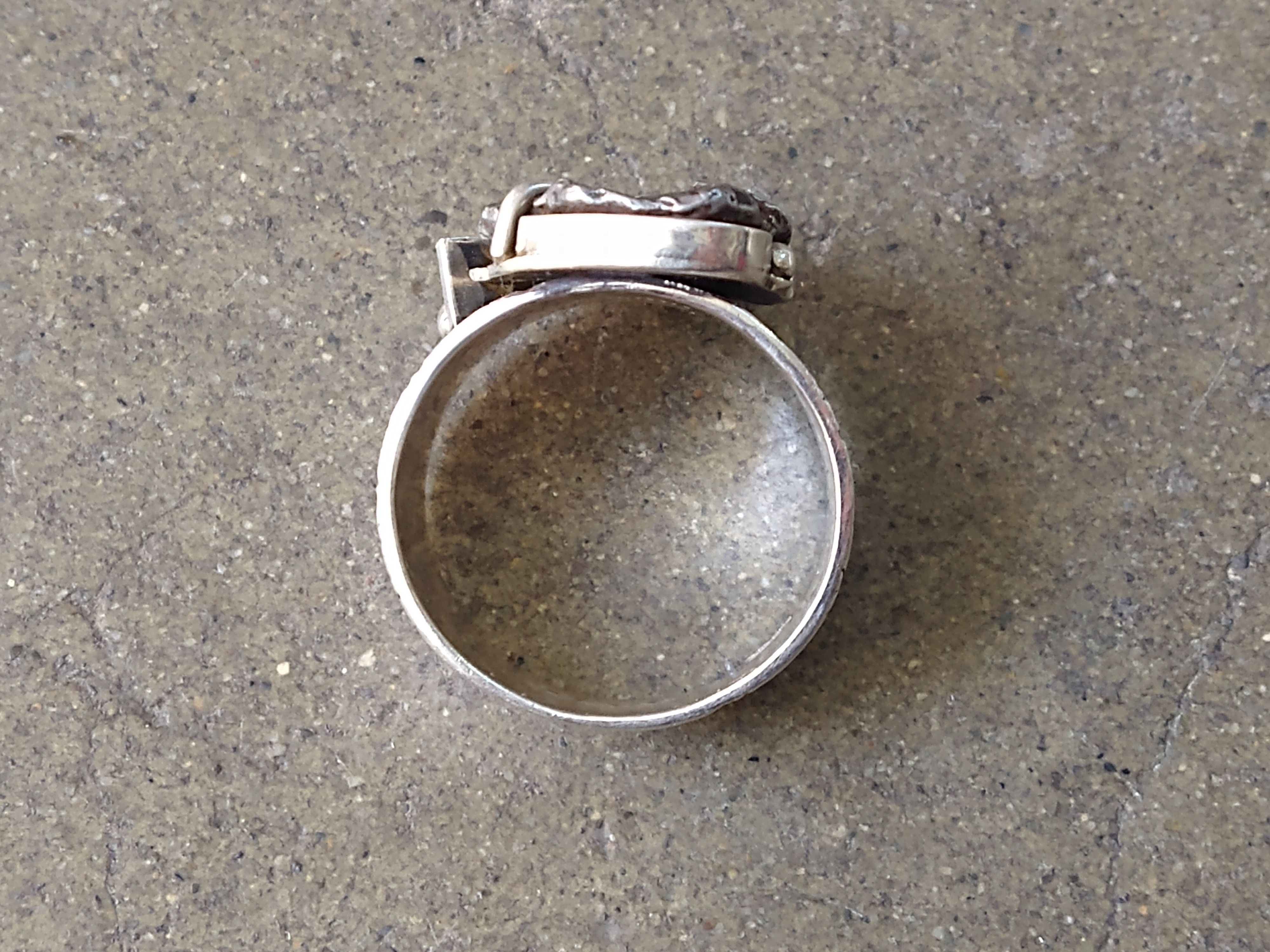 Jewelry × Vintage Sterling Silver Ring Size 12 Meteorite Modern Abstract Size ONE SIZE - 13 Thumbnail