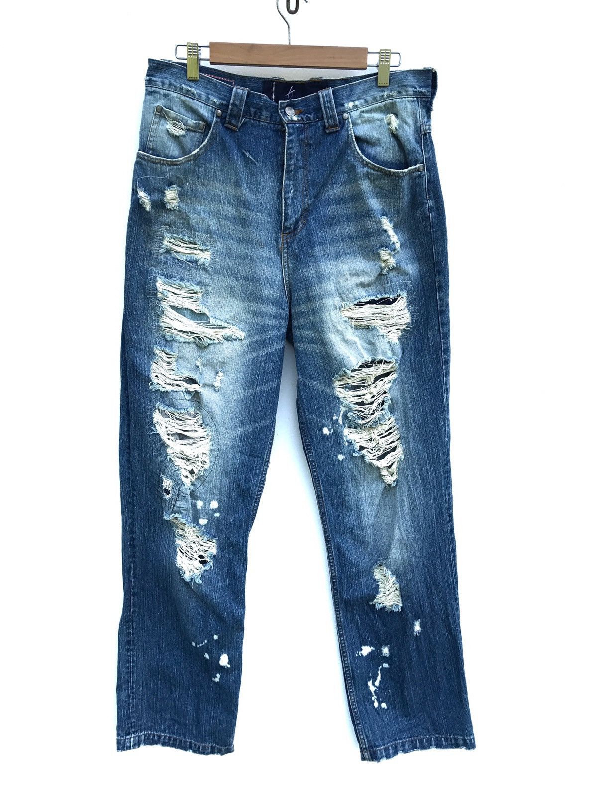 image of Distressed And Destroyed Karl Kani Denim Hip Hop Streetwear, Men's (Size 32)