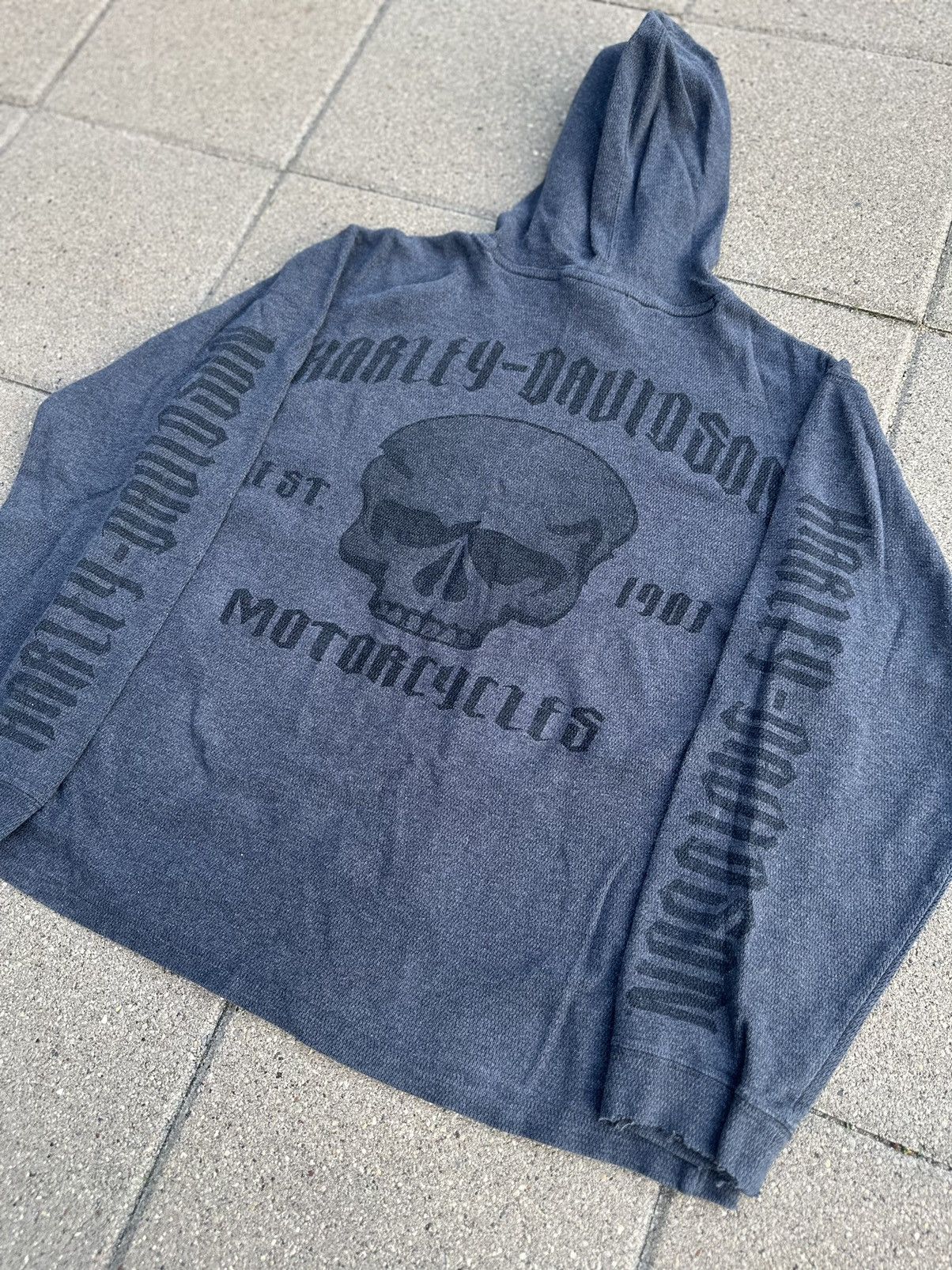Harley Davidson × Vintage Vintage Y2K Harley Davidson Thermal Skull Hoodie Size US L / EU 52-54 / 3 - 1 Thumbnail