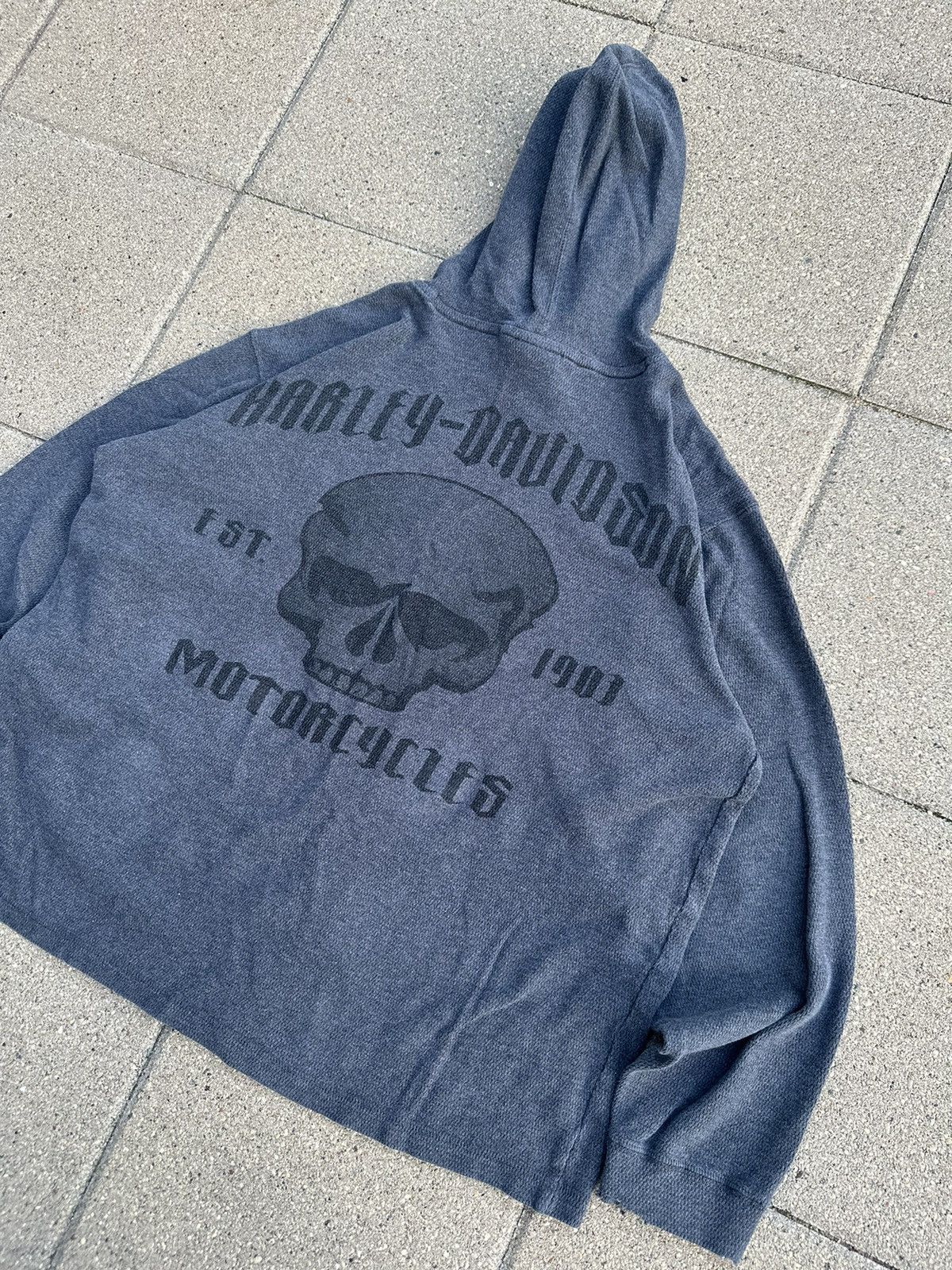 Harley Davidson × Vintage Vintage Y2K Harley Davidson Thermal Skull Hoodie Size US L / EU 52-54 / 3 - 4 Thumbnail