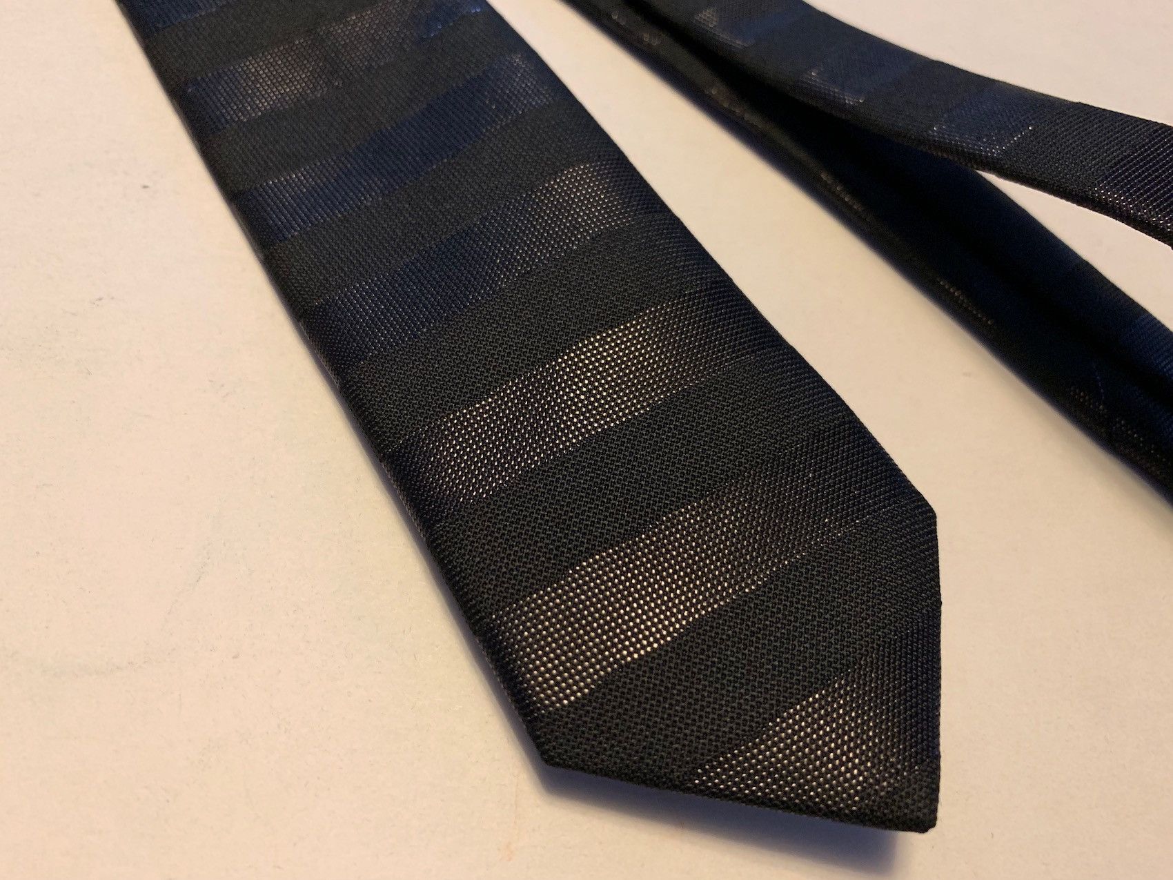Hedi Slimane × Saint Laurent Paris FW'16 Striped Slim Tie in Black Silk Blend Size ONE SIZE - 1 Thumbnail