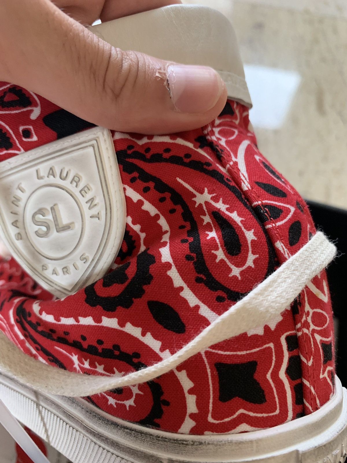 Saint Laurent Paris Mid Top Bandana Res Paisley Trainer Size US 9.5 / EU 42-43 - 8 Thumbnail