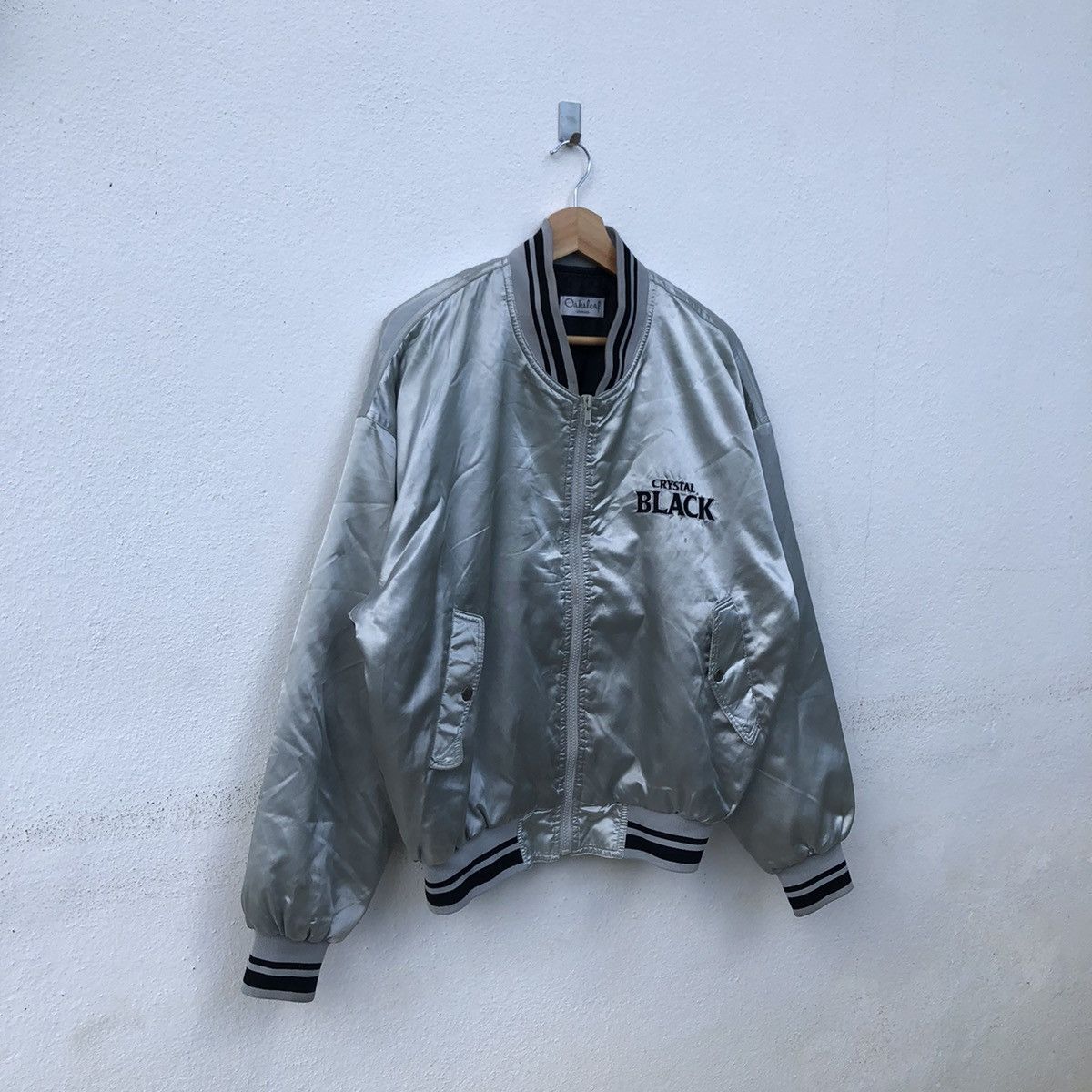 Japanese Brand VINTAGE VARSITY JACKET CRYSTAL BLACK BIG LOGO Size US L / EU 52-54 / 3 - 3 Thumbnail