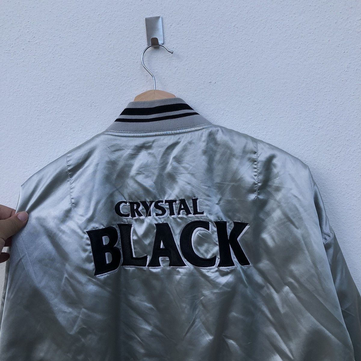 Japanese Brand VINTAGE VARSITY JACKET CRYSTAL BLACK BIG LOGO Size US L / EU 52-54 / 3 - 8 Thumbnail