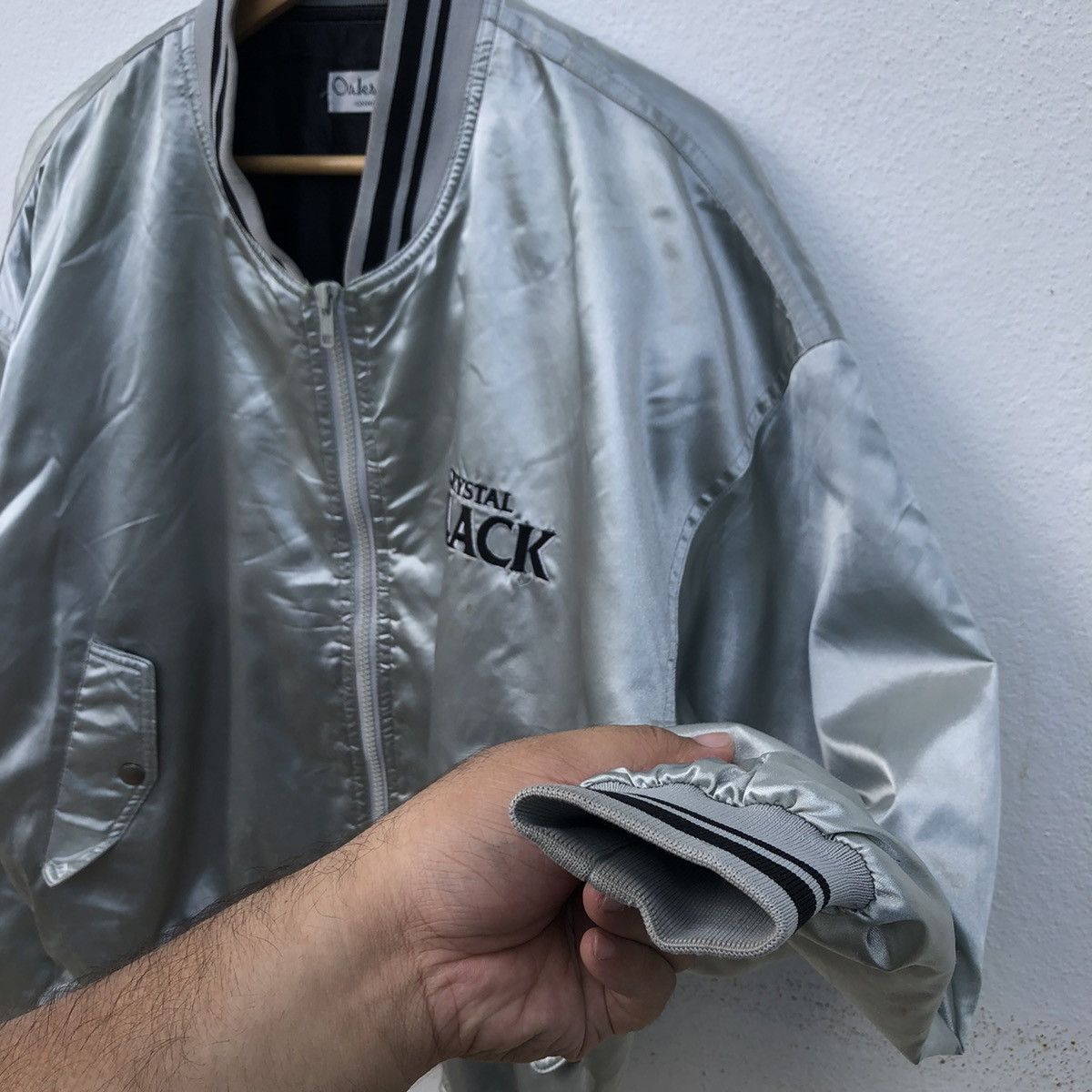 Japanese Brand VINTAGE VARSITY JACKET CRYSTAL BLACK BIG LOGO Size US L / EU 52-54 / 3 - 6 Thumbnail