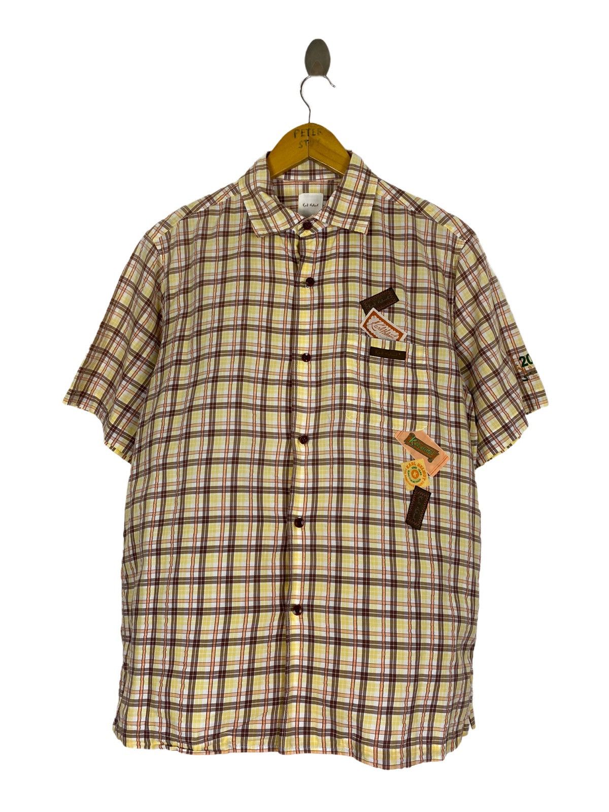 image of 20Th Karl Helmut Anniversary Flannel Shirt in Brown Yellow Flannel, Men's (Size Medium)