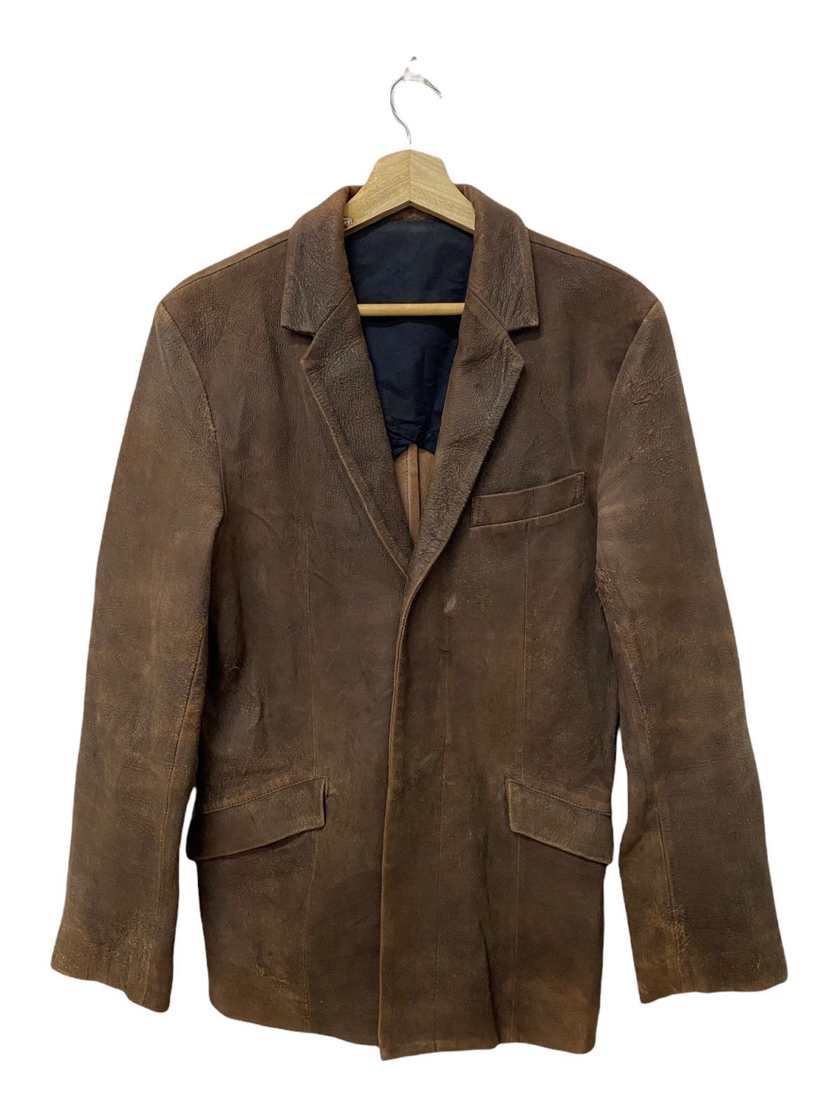 image of Isamu Katayama Backlash Man’S Suide Suit Jacket in Brown Leather, Men's (Size Medium)