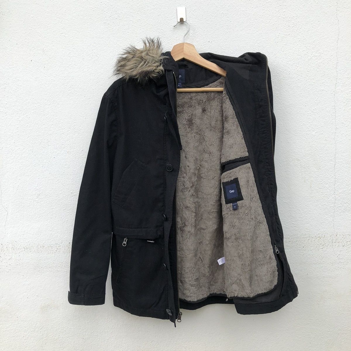Japanese Brand GAP BIKER PARACHUTE MULTI POCKET JACKET MINK FUR HOODIE Size US XS / EU 42 / 0 - 10 Thumbnail