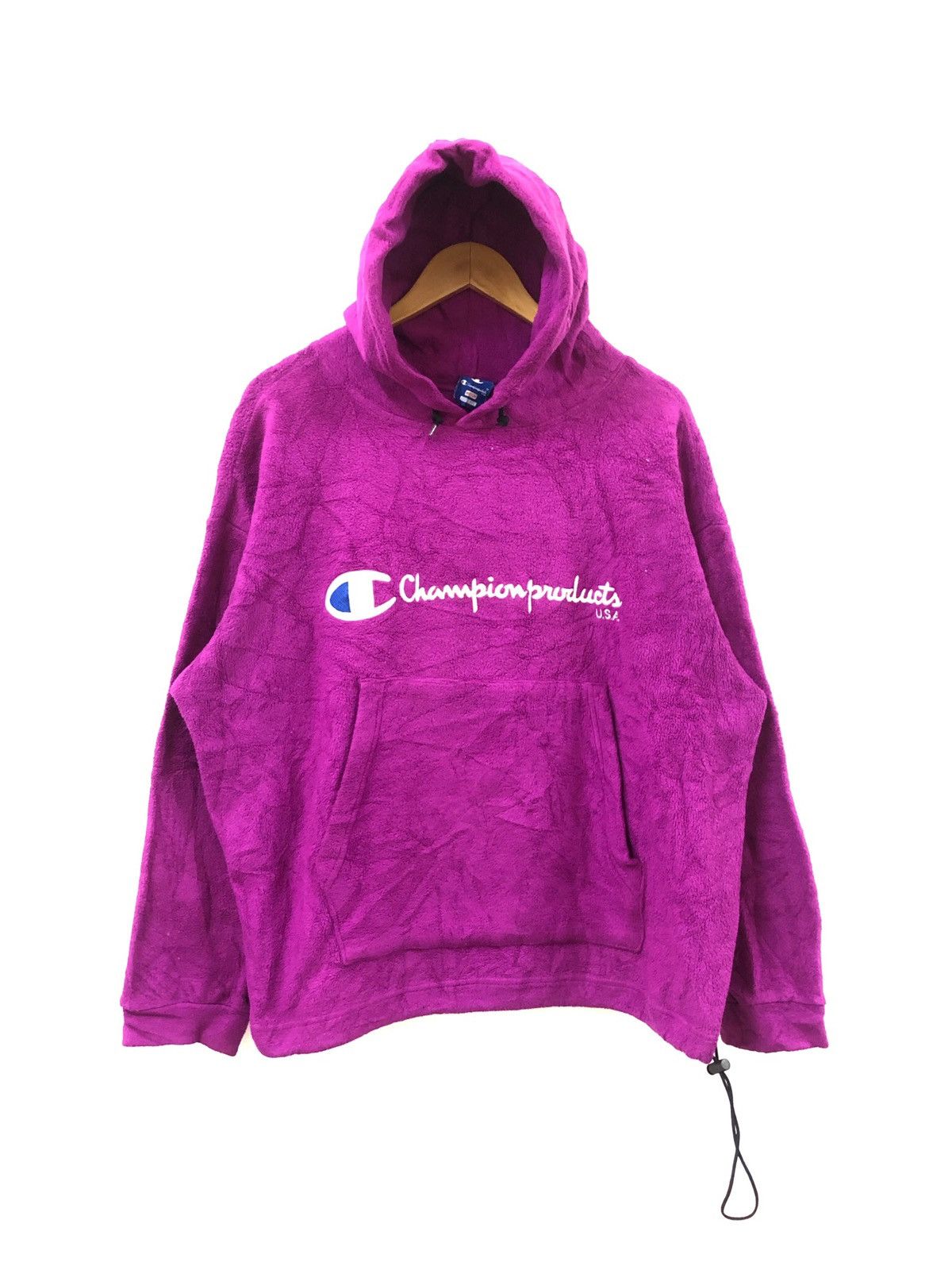 Champion Vtg💥champion Fleece Sherpa Hoodie embroidery spellout Size US M / EU 48-50 / 2 - 1 Thumbnail