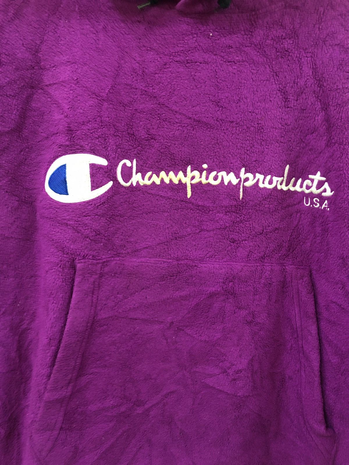 Champion Vtg💥champion Fleece Sherpa Hoodie embroidery spellout Size US M / EU 48-50 / 2 - 6 Thumbnail