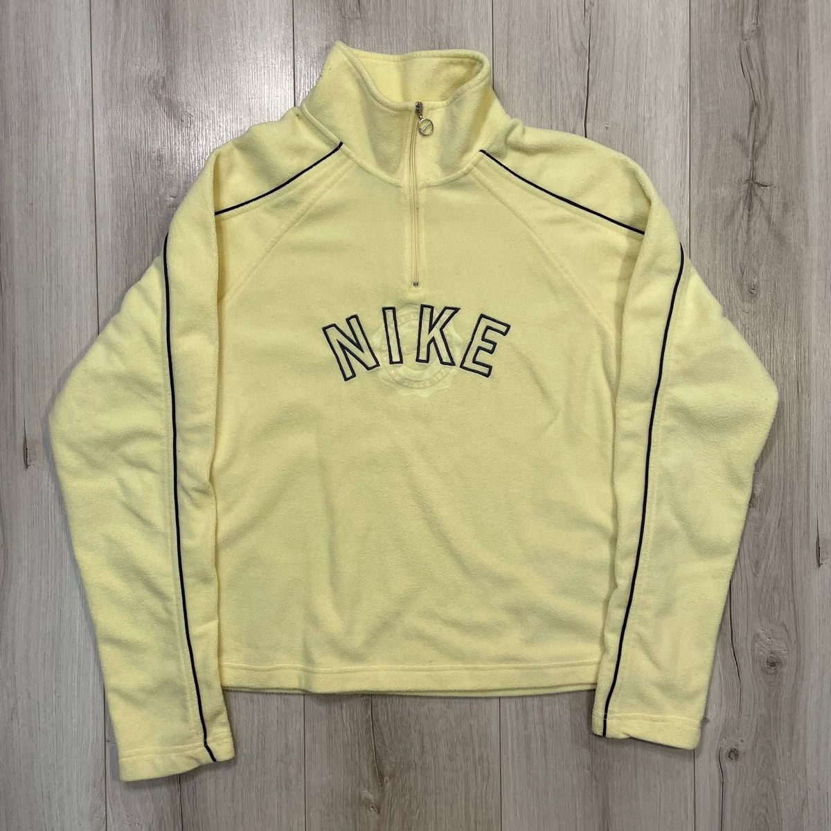 Nike × Vintage Nike yellow fleece sweatshirt half zip spellout vintage 00s Size S / US 4 / IT 40 - 1 Thumbnail