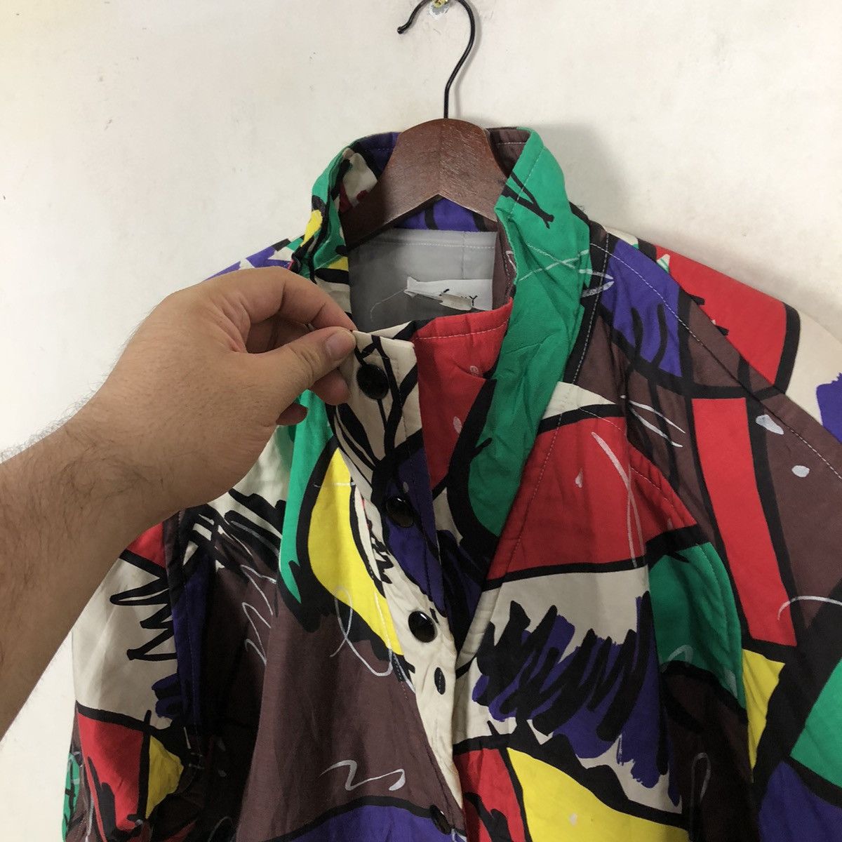 Japanese Brand MULTI COLOURFUL GIVY BUTTON JACKET INSPIRED BY ISSEY MIYAKE Size US M / EU 48-50 / 2 - 6 Thumbnail