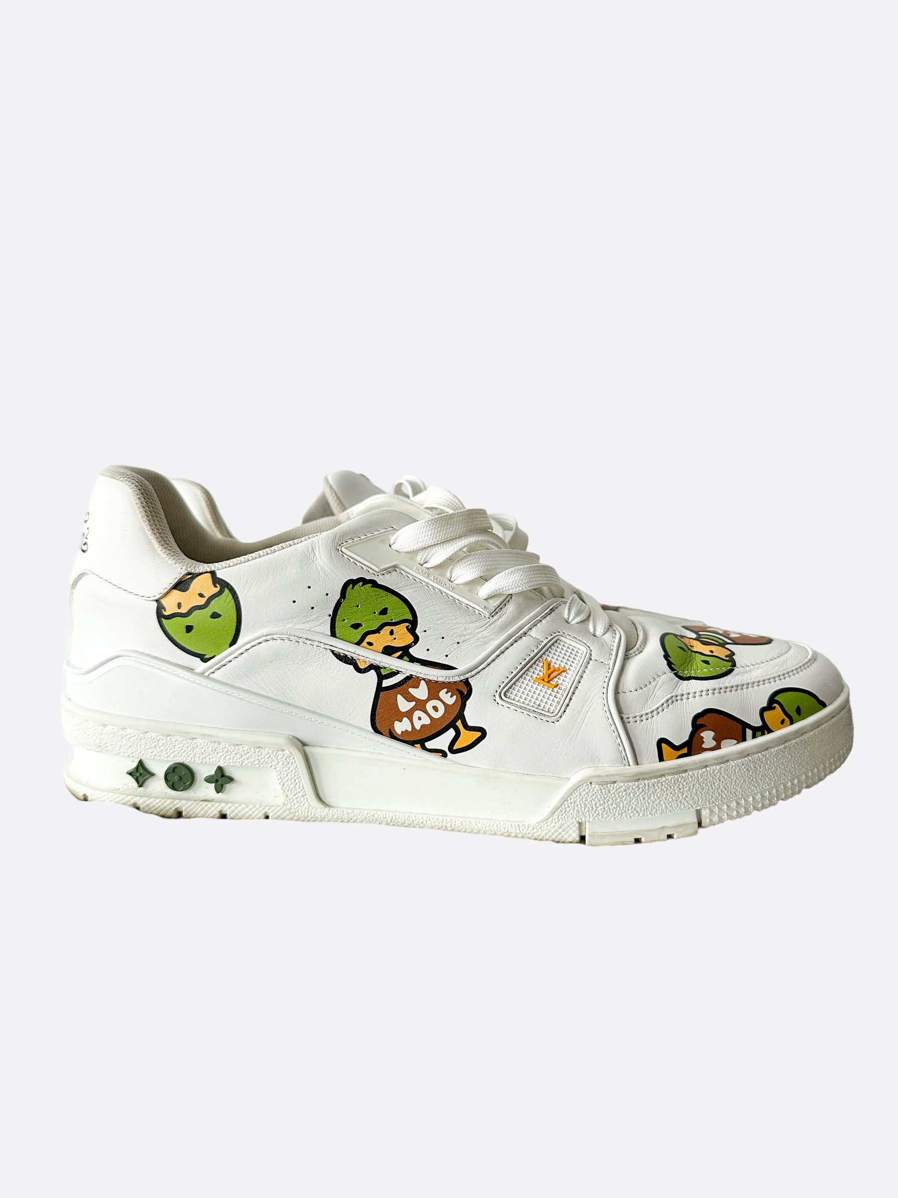 image of Louis Vuitton Nigo White Duck Logo Trainers Shoes, Men's (Size 11)