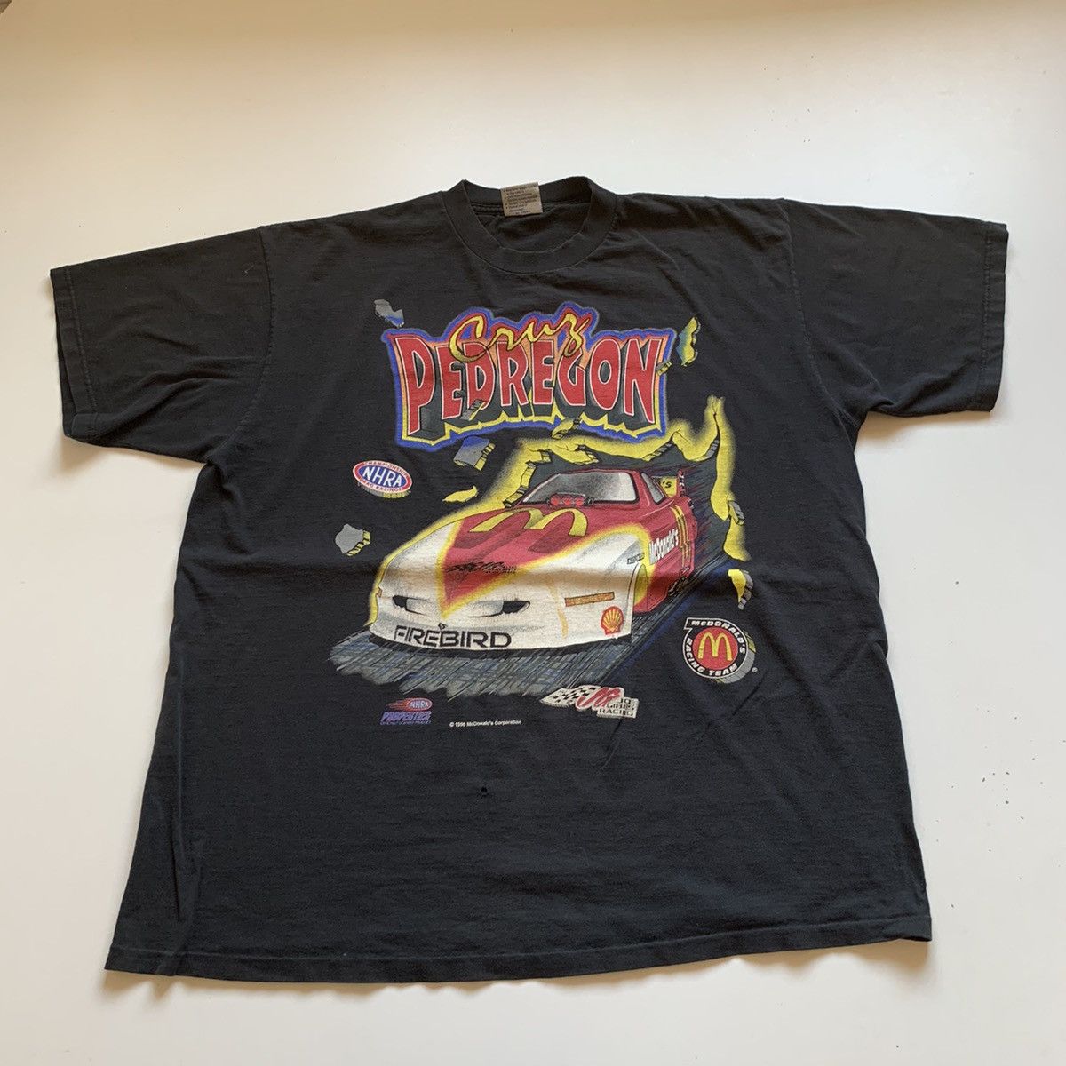 image of Nascar Vintage 90's Nhra Pedregon Mcdonald’S Racing Graphic T Shirt in Black, Men's (Size 2XL)